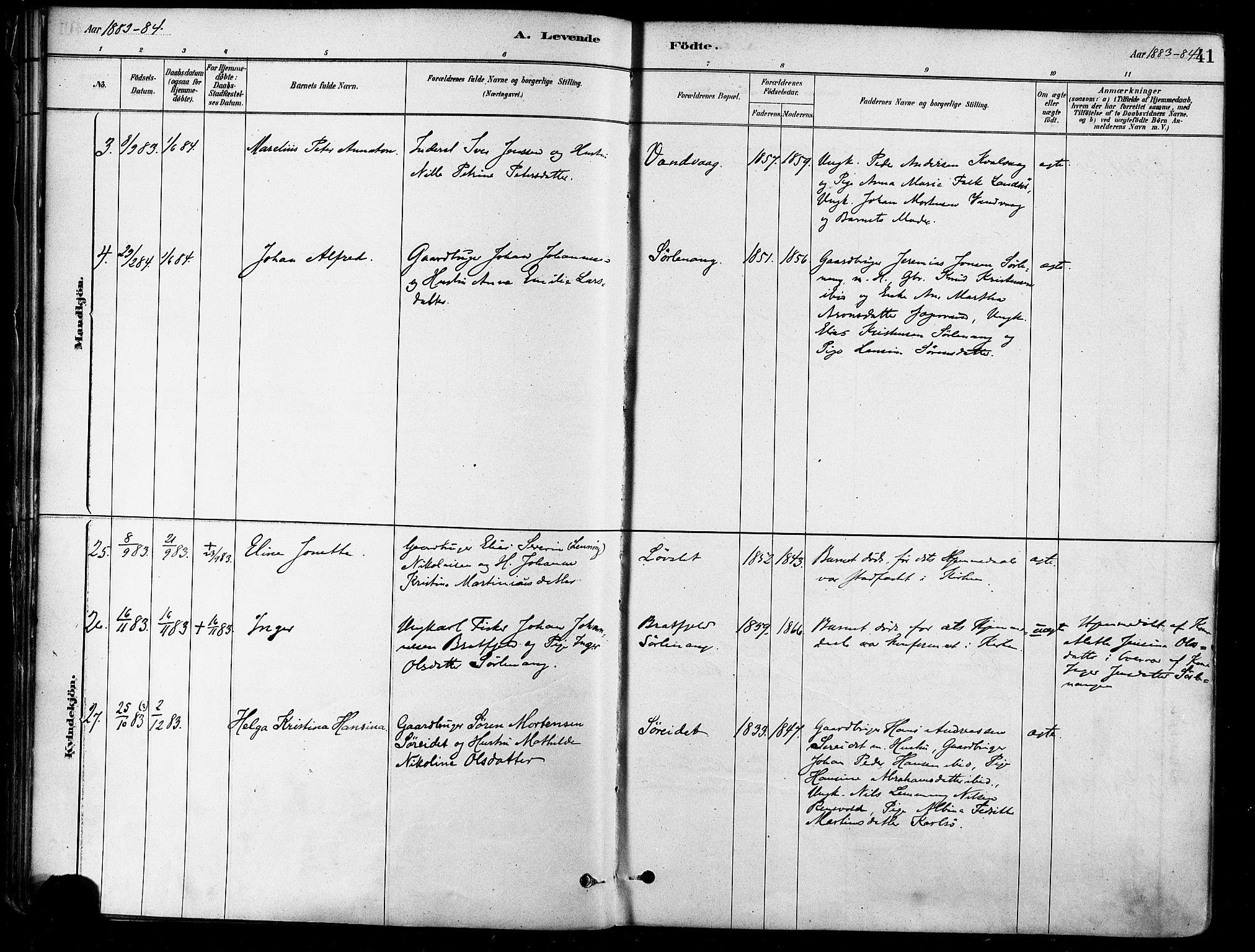 Karlsøy sokneprestembete, SATØ/S-1299/H/Ha/Haa/L0006kirke: Parish register (official) no. 6, 1879-1890, p. 41