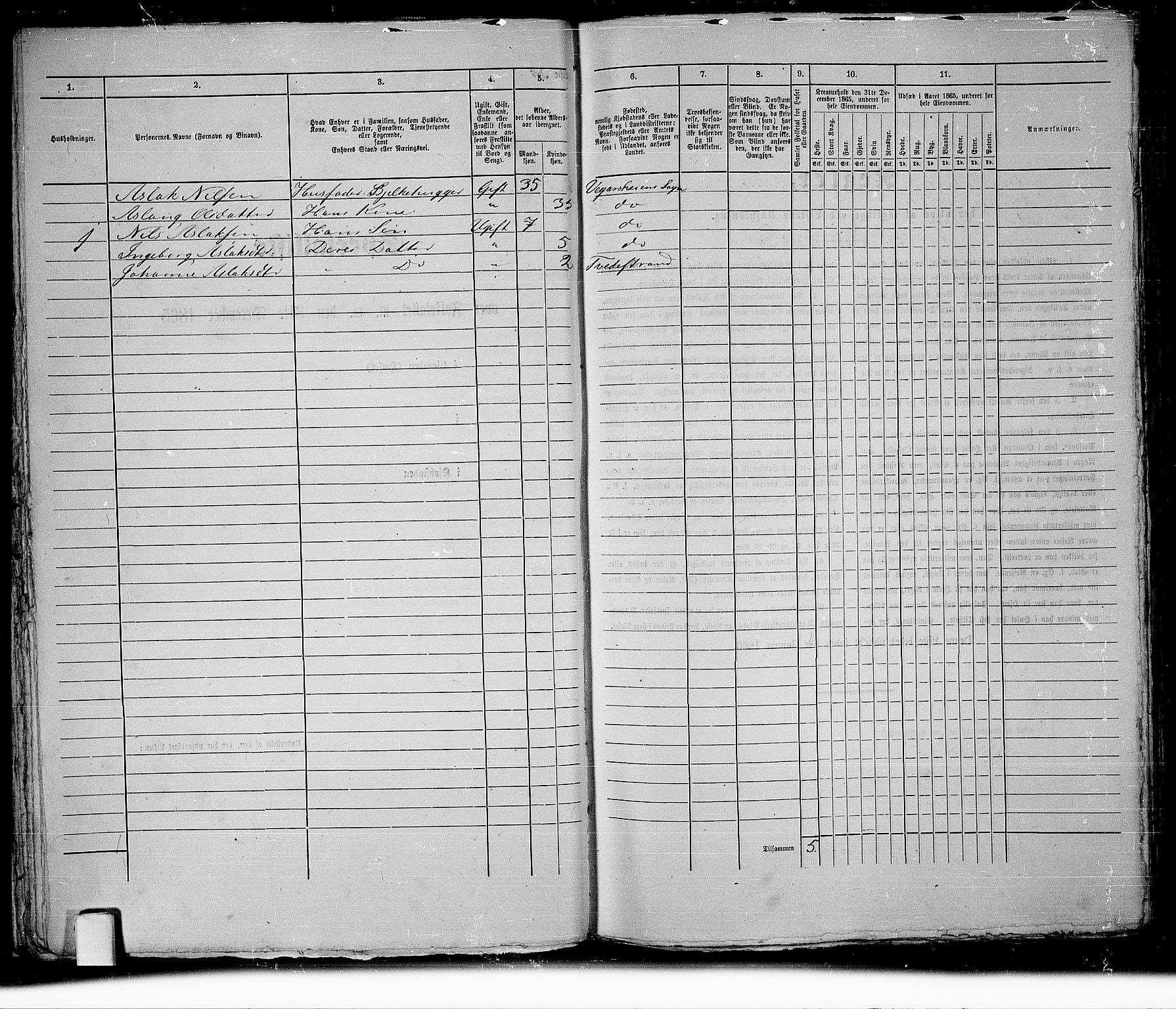 RA, 1865 census for Holt/Tvedestrand, 1865, p. 44