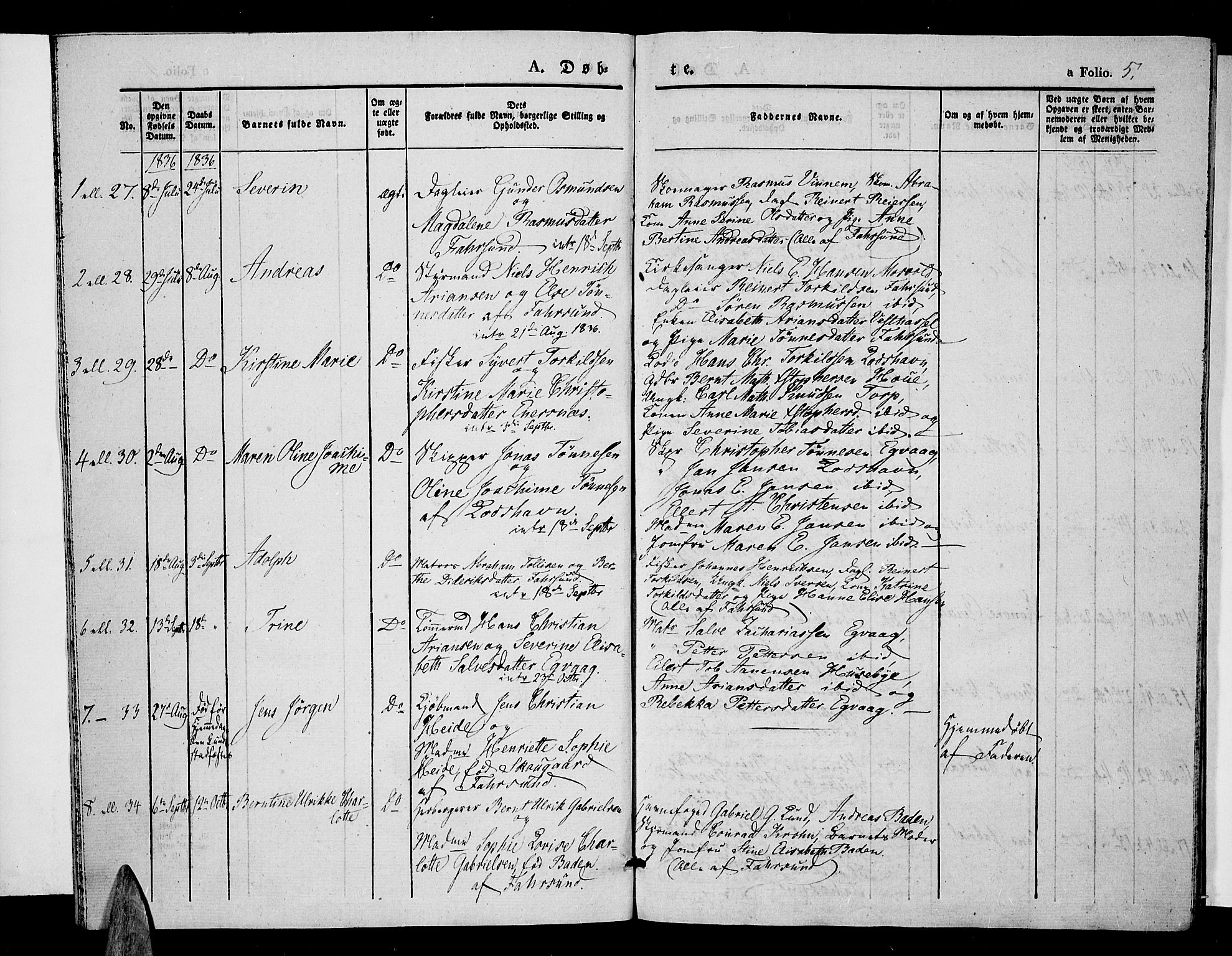 Farsund sokneprestkontor, AV/SAK-1111-0009/F/Fa/L0003: Parish register (official) no. A 3, 1836-1846, p. 5