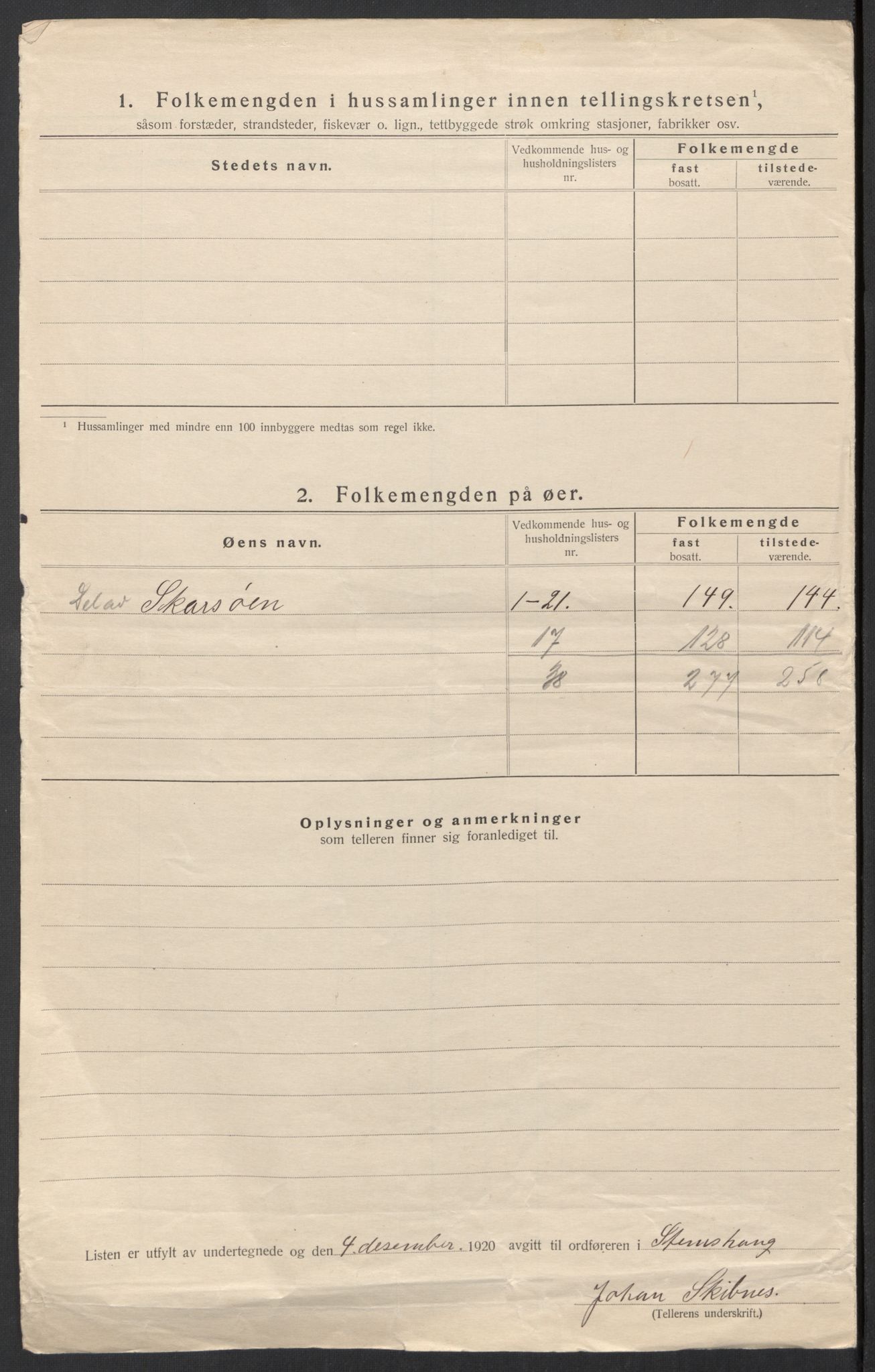 SAT, 1920 census for Stemshaug, 1920, p. 20