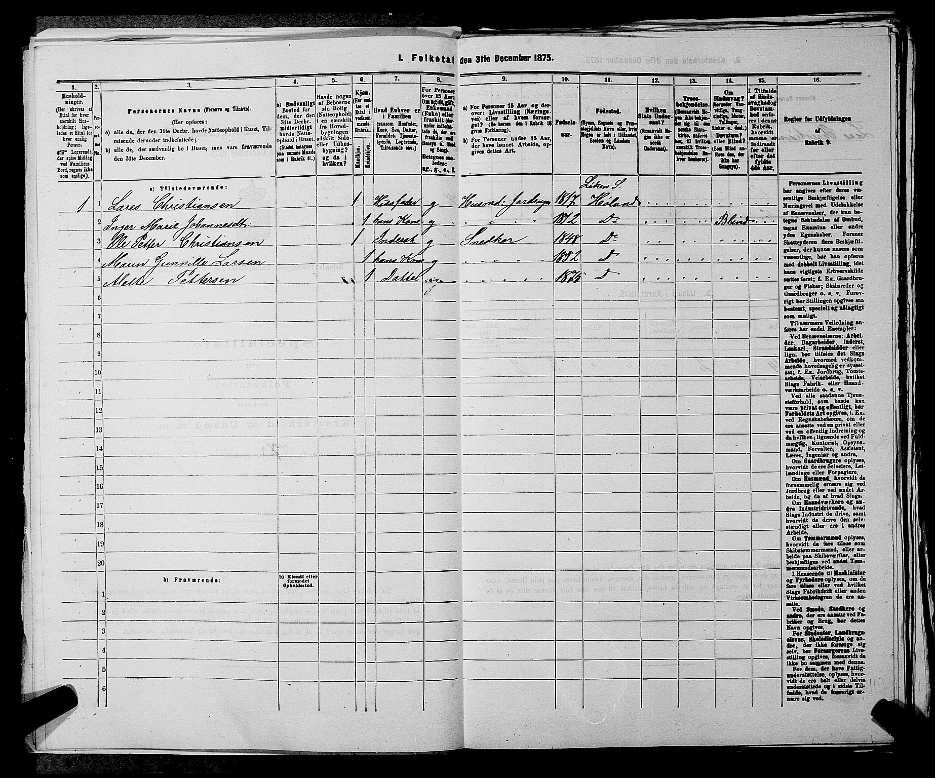 RA, 1875 census for 0221P Høland, 1875, p. 958