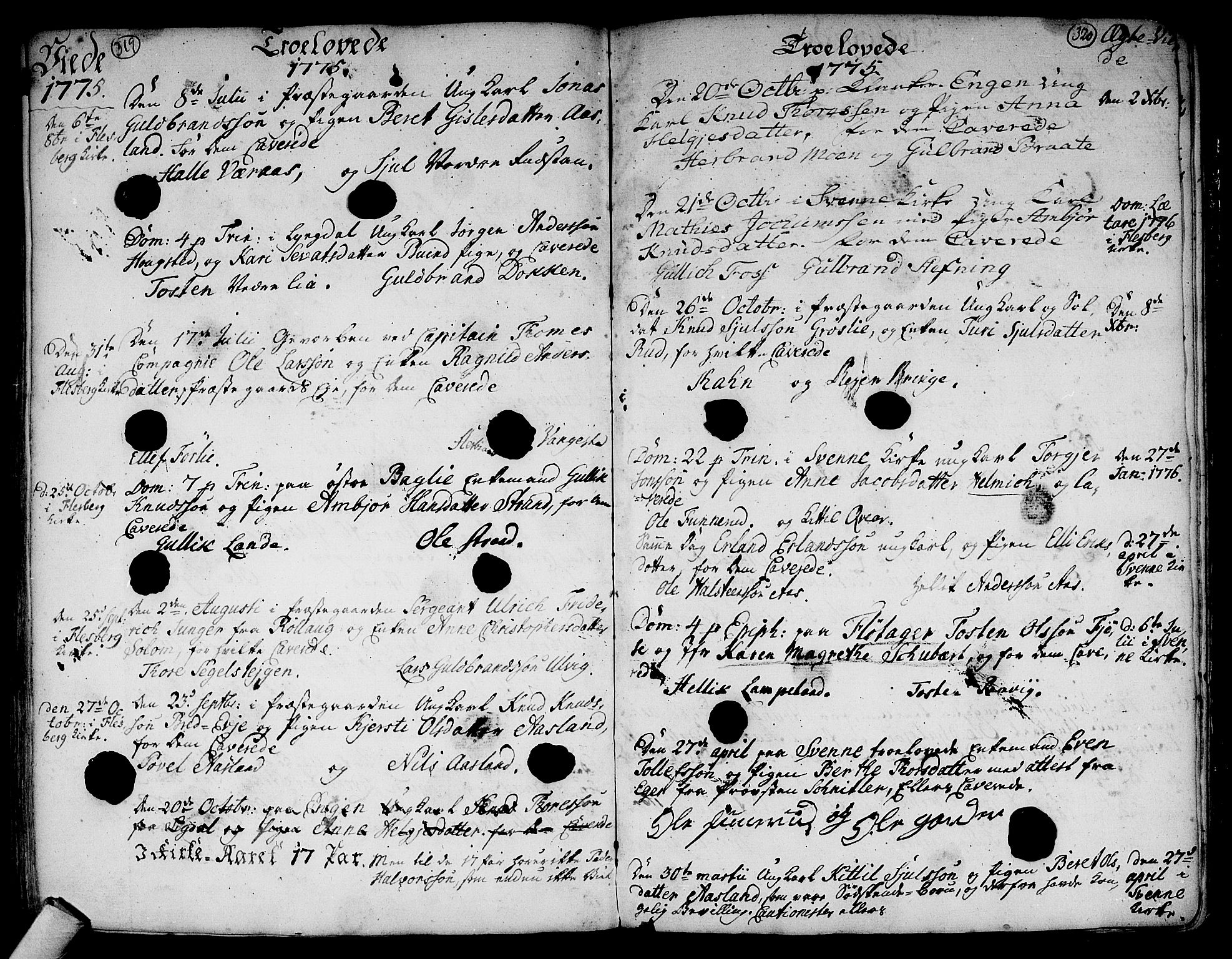Flesberg kirkebøker, SAKO/A-18/F/Fa/L0003: Parish register (official) no. I 3, 1748-1790, p. 319-320