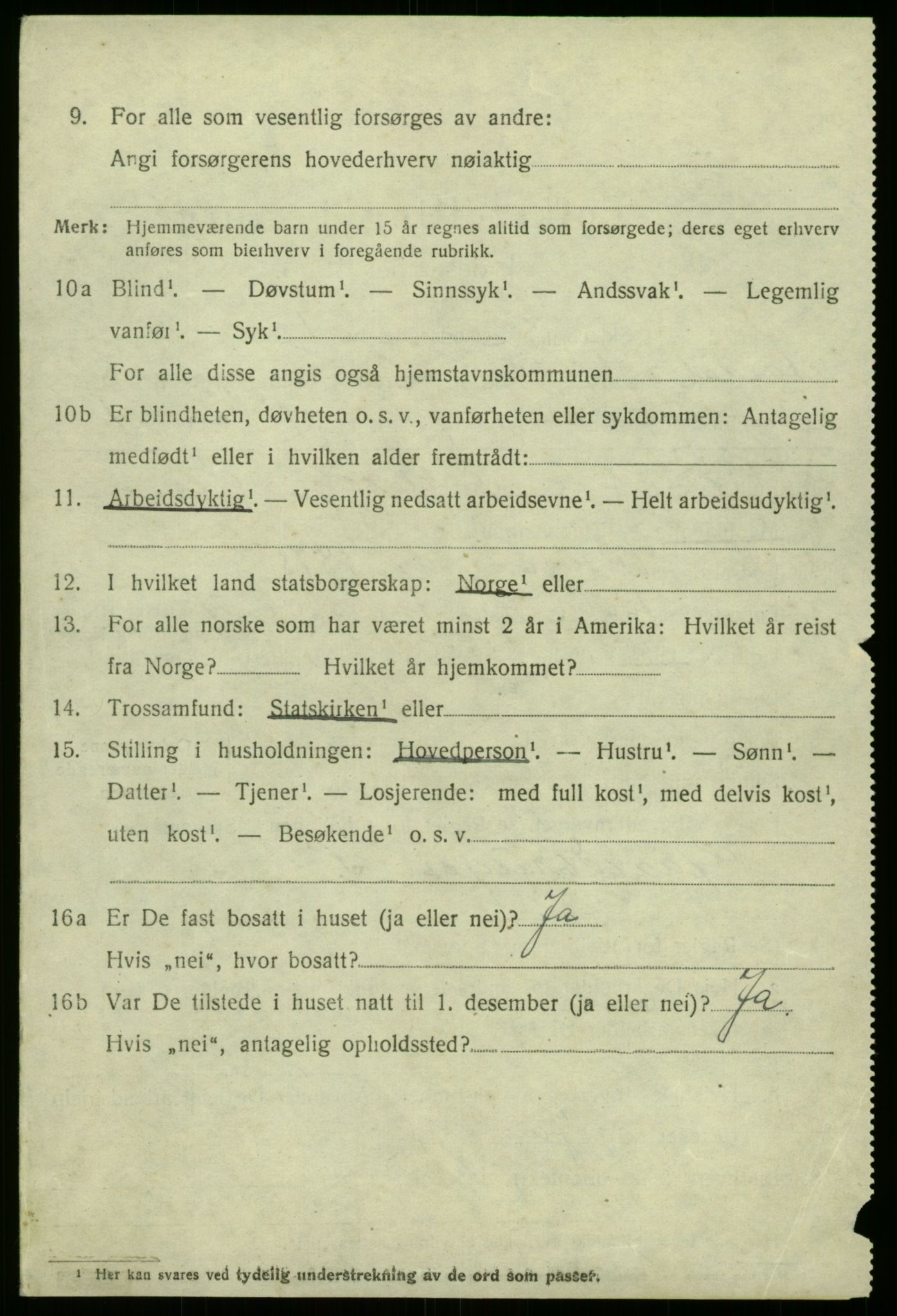 SAB, 1920 census for Årdal, 1920, p. 3488