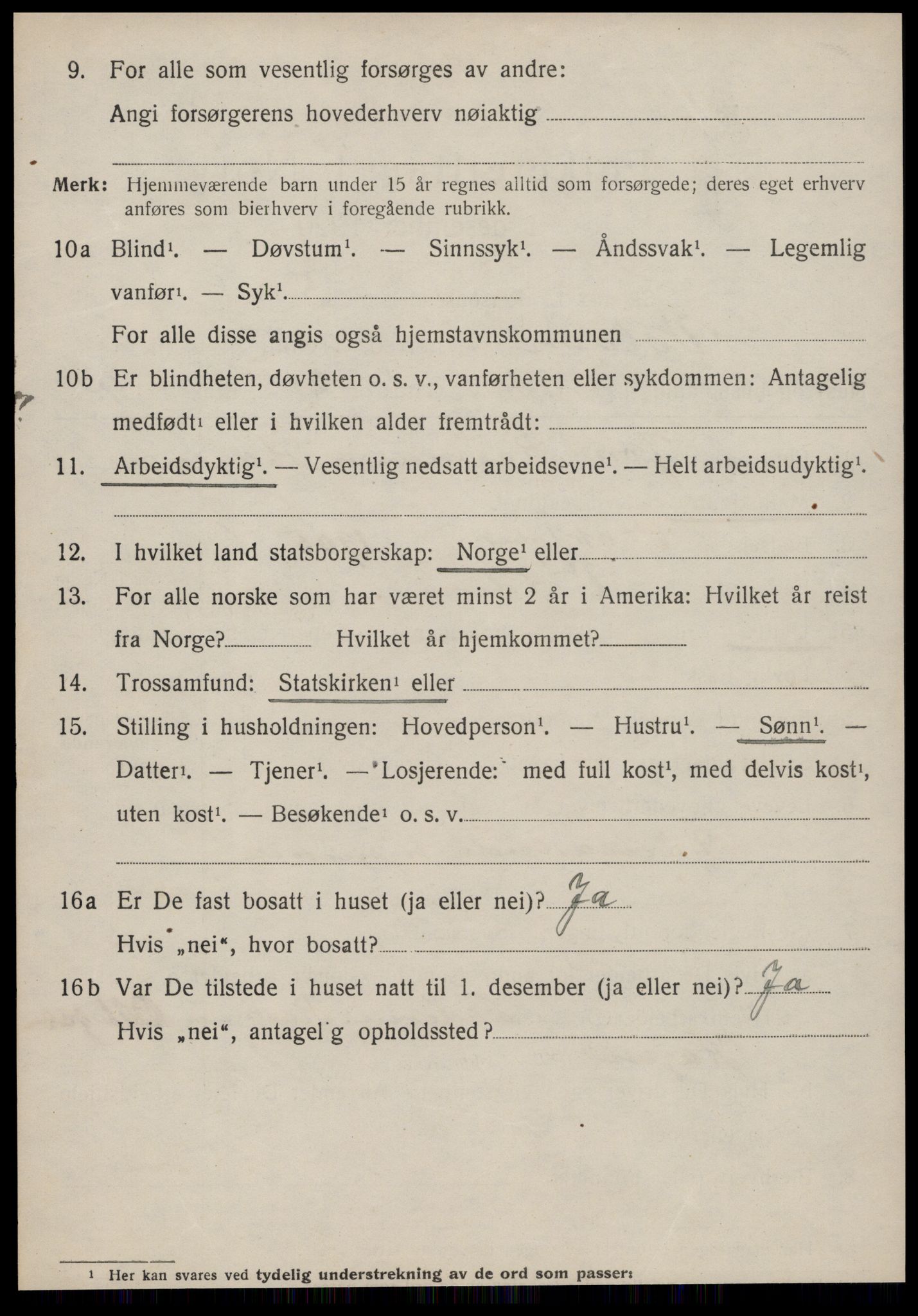 SAT, 1920 census for Volda, 1920, p. 6559