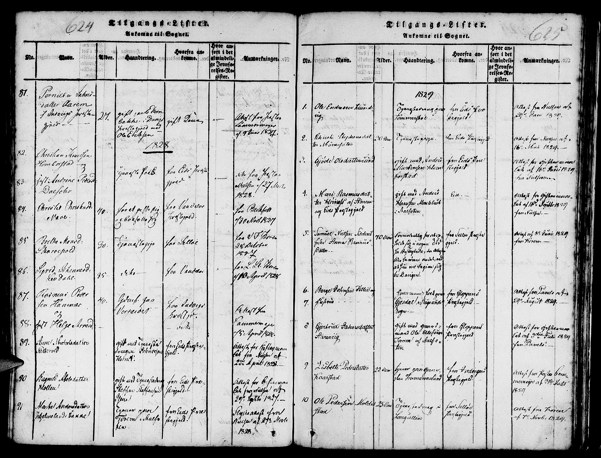 Davik sokneprestembete, AV/SAB-A-79701/H/Haa/Haaa/L0003: Parish register (official) no. A 3, 1816-1830, p. 624-625