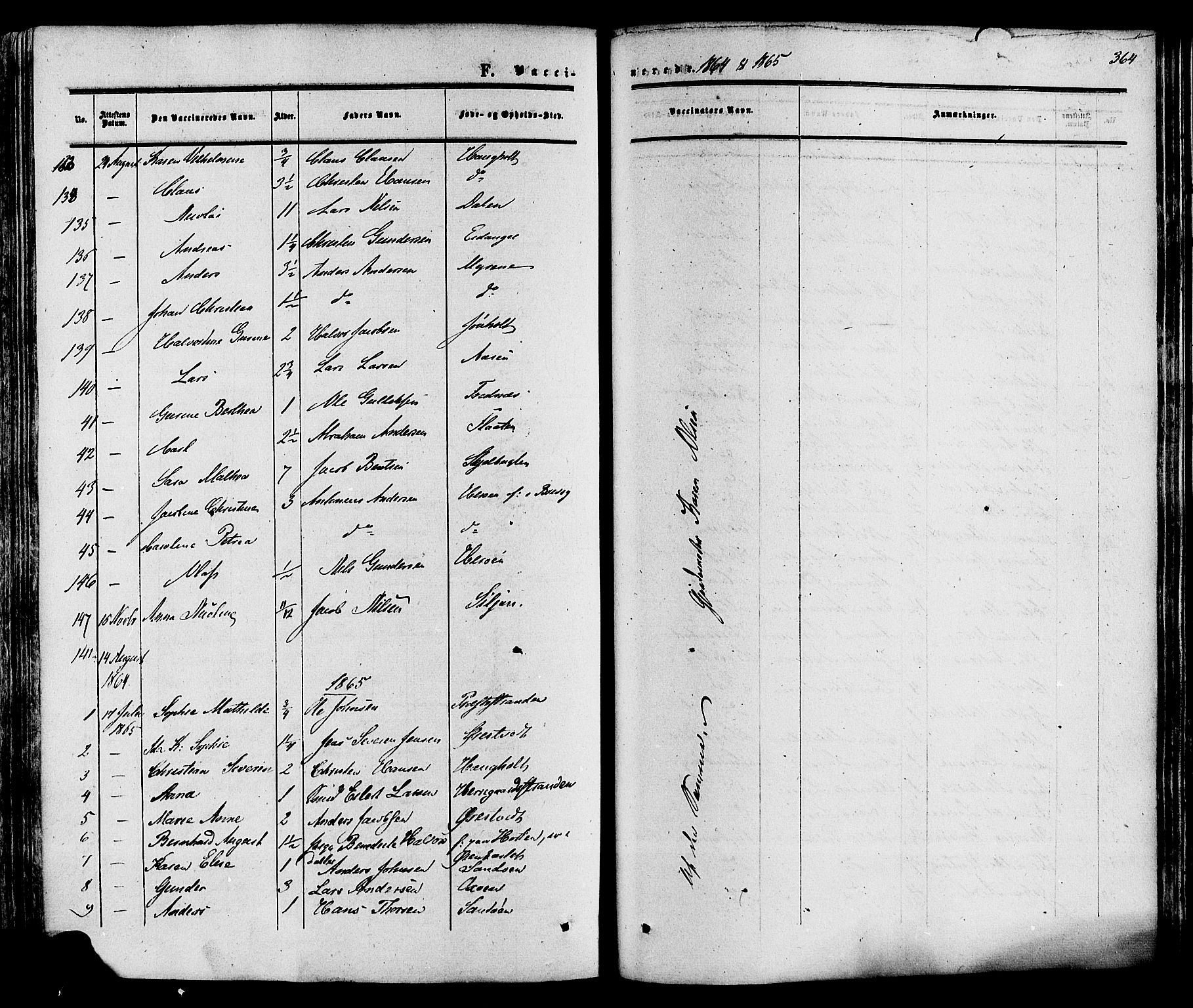 Eidanger kirkebøker, SAKO/A-261/F/Fa/L0010: Parish register (official) no. 10, 1859-1874, p. 364