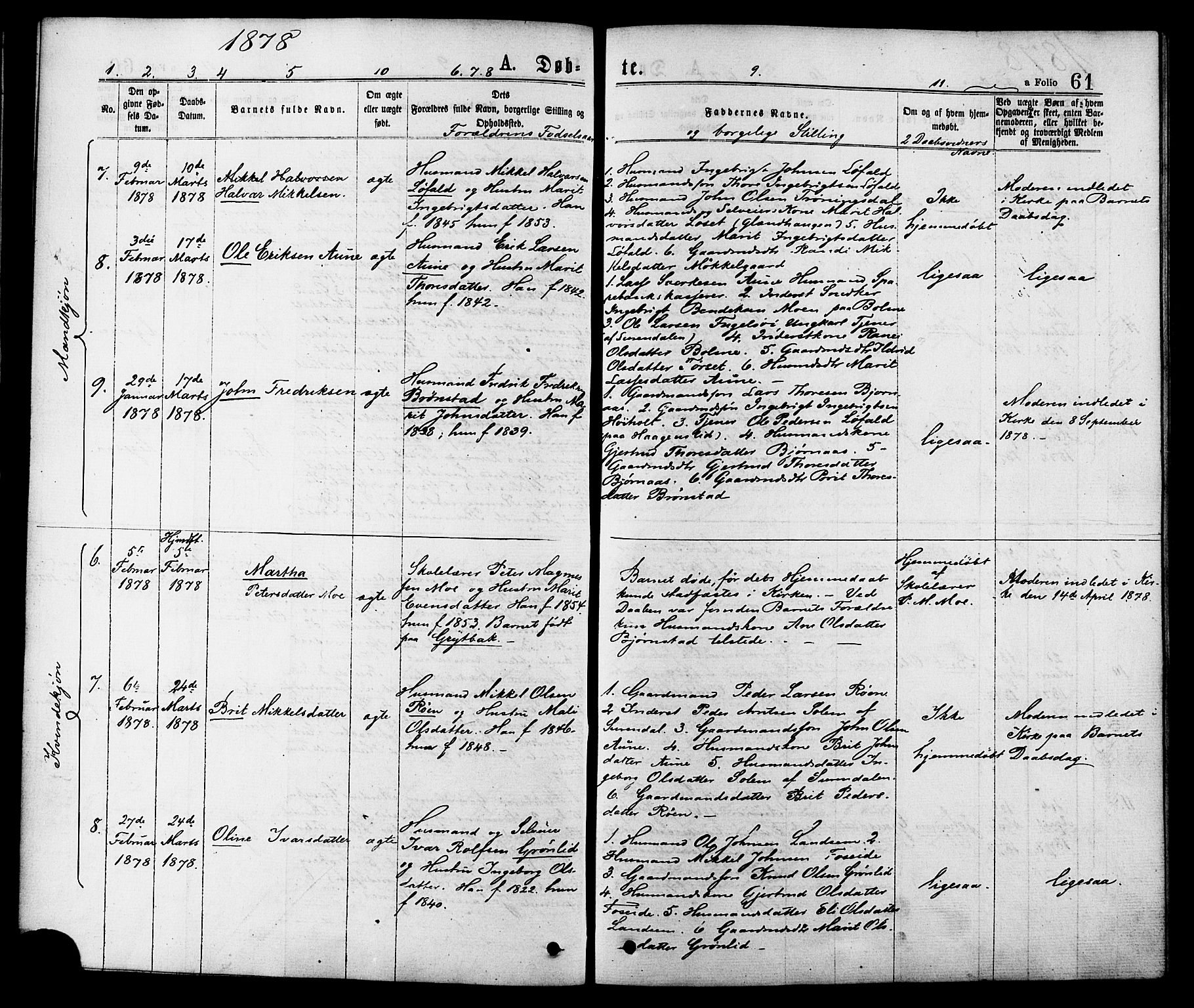 Ministerialprotokoller, klokkerbøker og fødselsregistre - Møre og Romsdal, AV/SAT-A-1454/598/L1068: Parish register (official) no. 598A02, 1872-1881, p. 61