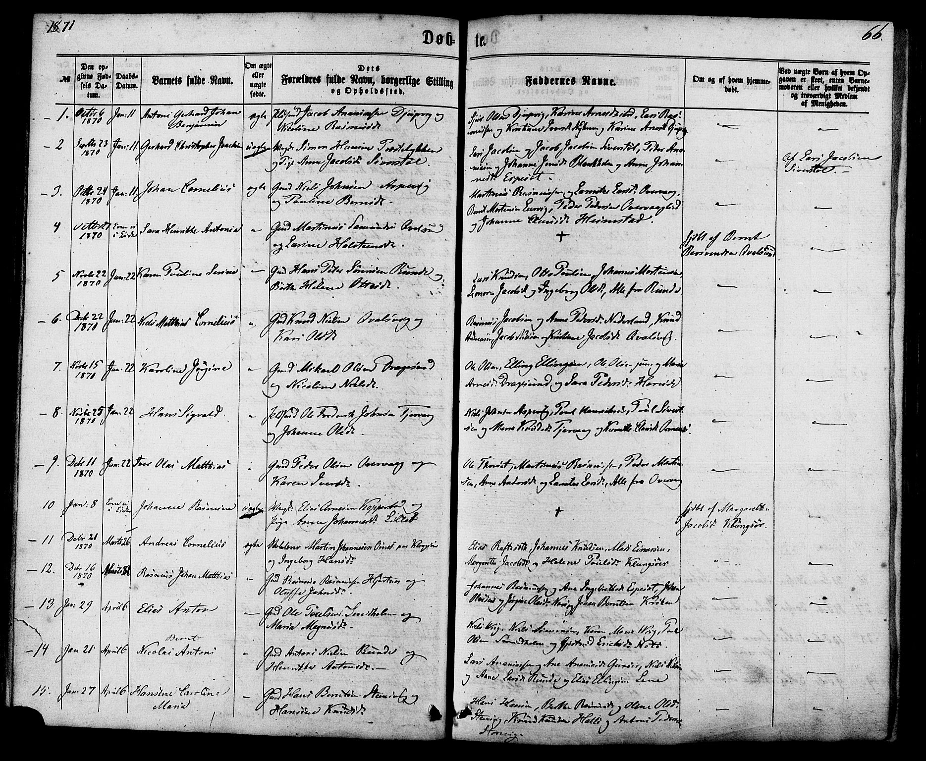 Ministerialprotokoller, klokkerbøker og fødselsregistre - Møre og Romsdal, SAT/A-1454/507/L0071: Parish register (official) no. 507A06, 1863-1878, p. 66
