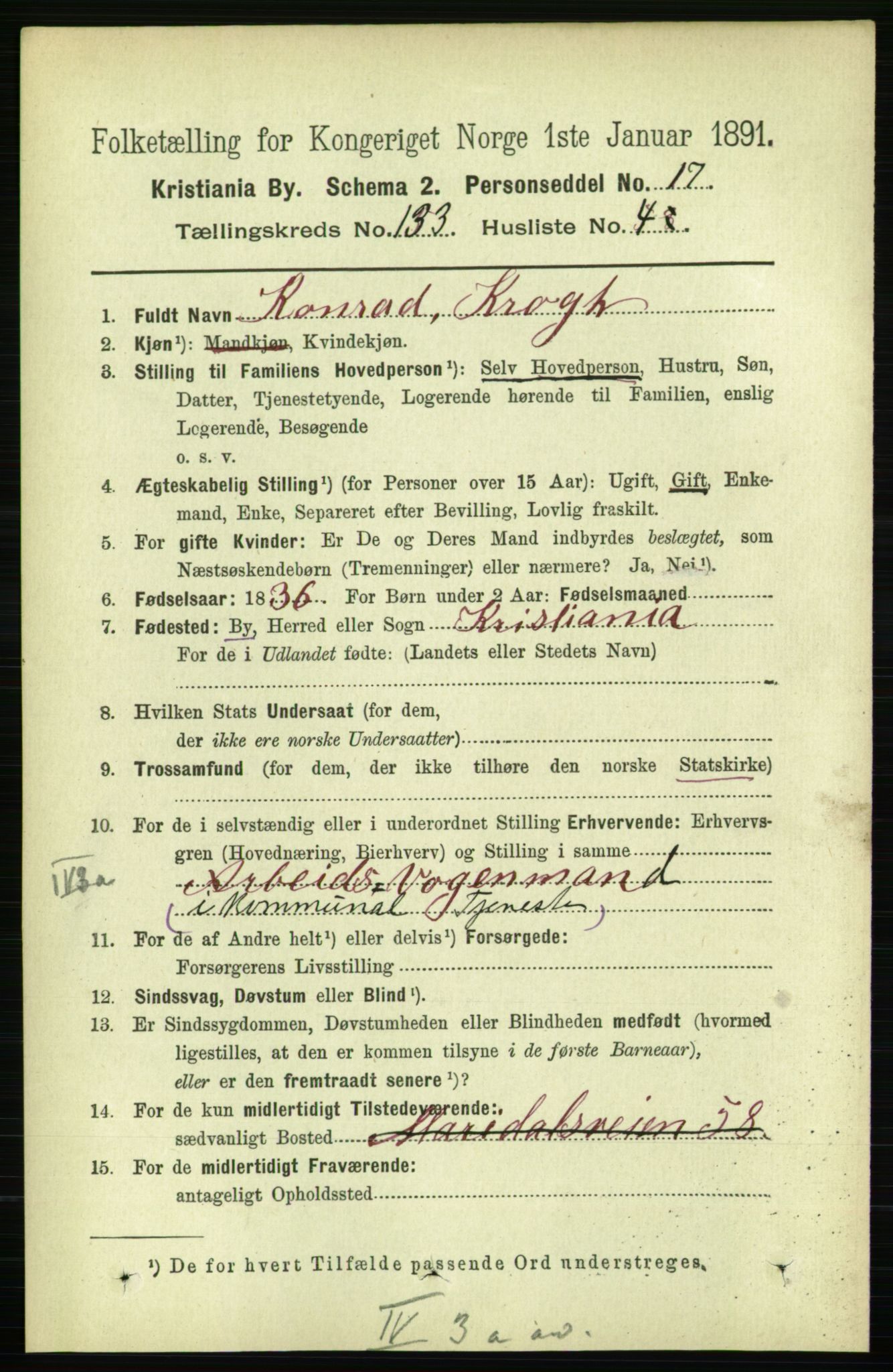 RA, 1891 census for 0301 Kristiania, 1891, p. 72611