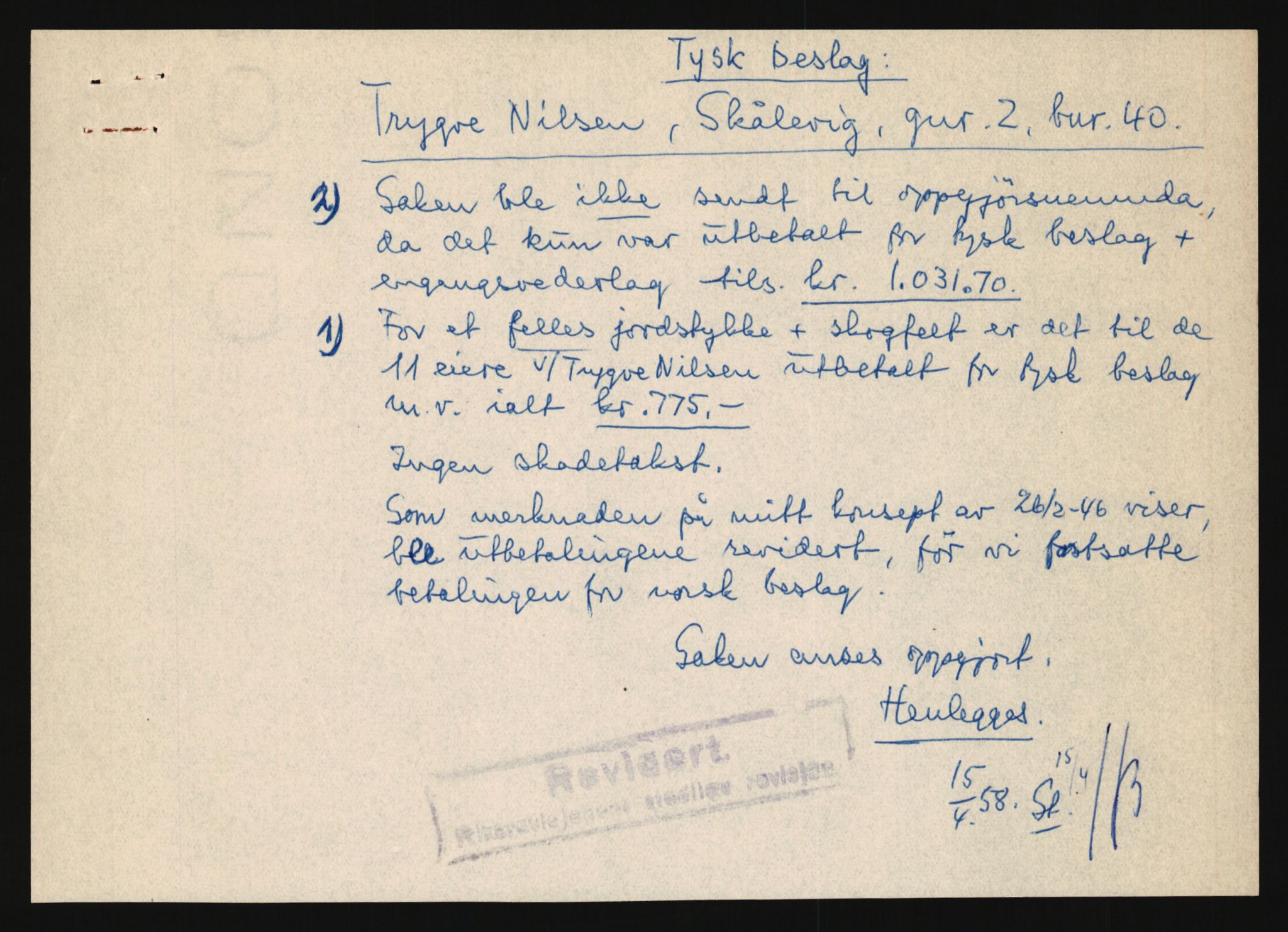 Forsvarsdepartementet, 10. kontor / Oppgjørskontoret, AV/RA-RAFA-1225/D/Da/L0062: Laksevika batteri, Kristiansand; Laksevåg ubåtbunker, Bergen, 1940-1962, p. 579