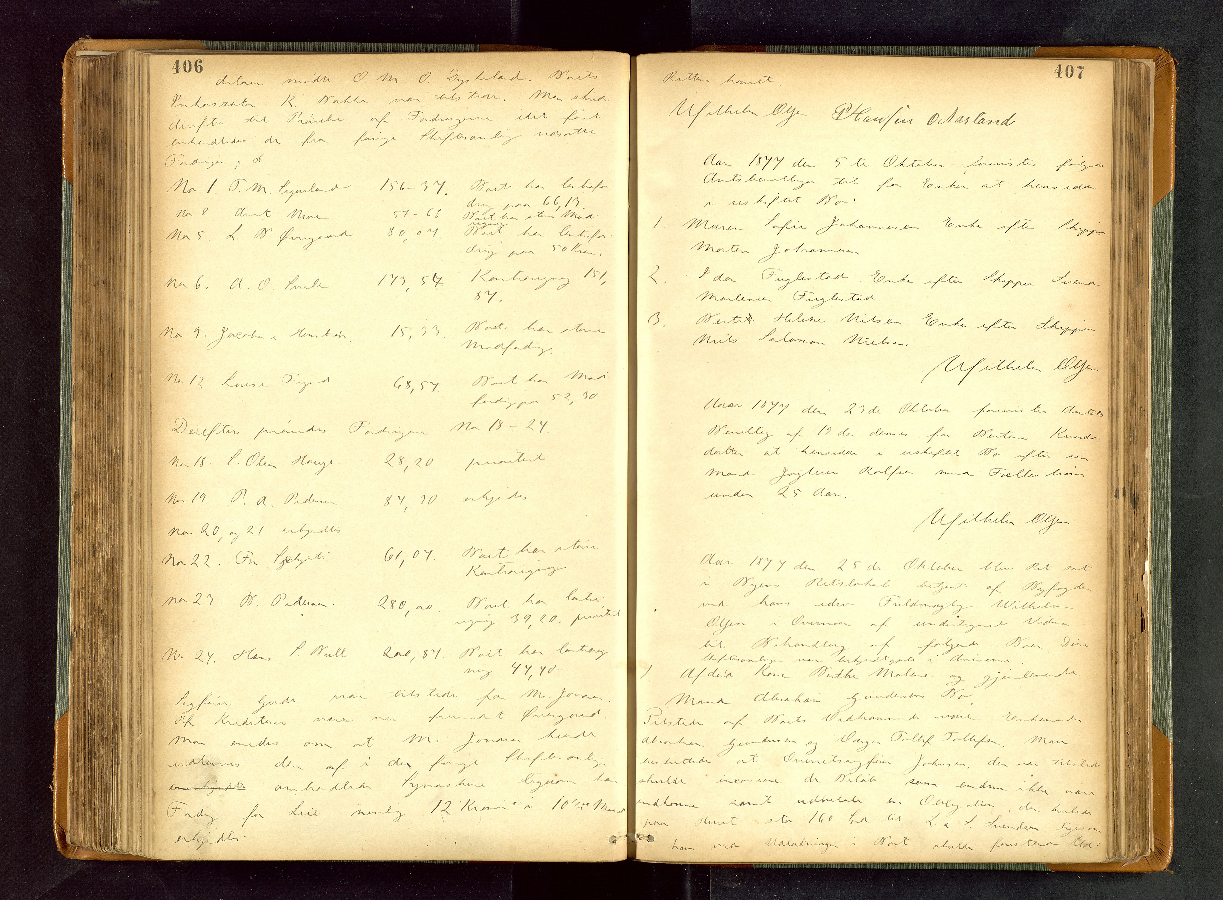 Stavanger byfogd, AV/SAST-A-101408/001/5/50/503BB/L0015: Skifteforhandlingsprotokoll, 1873-1879, p. 406-407