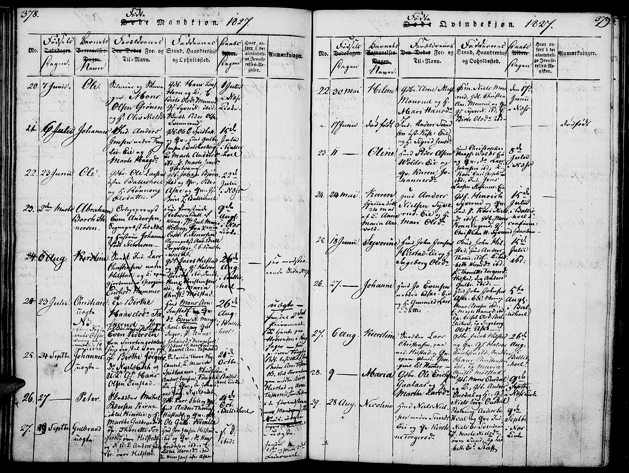 Nes prestekontor, Hedmark, AV/SAH-PREST-020/K/Ka/L0002: Parish register (official) no. 2, 1813-1827, p. 378-379