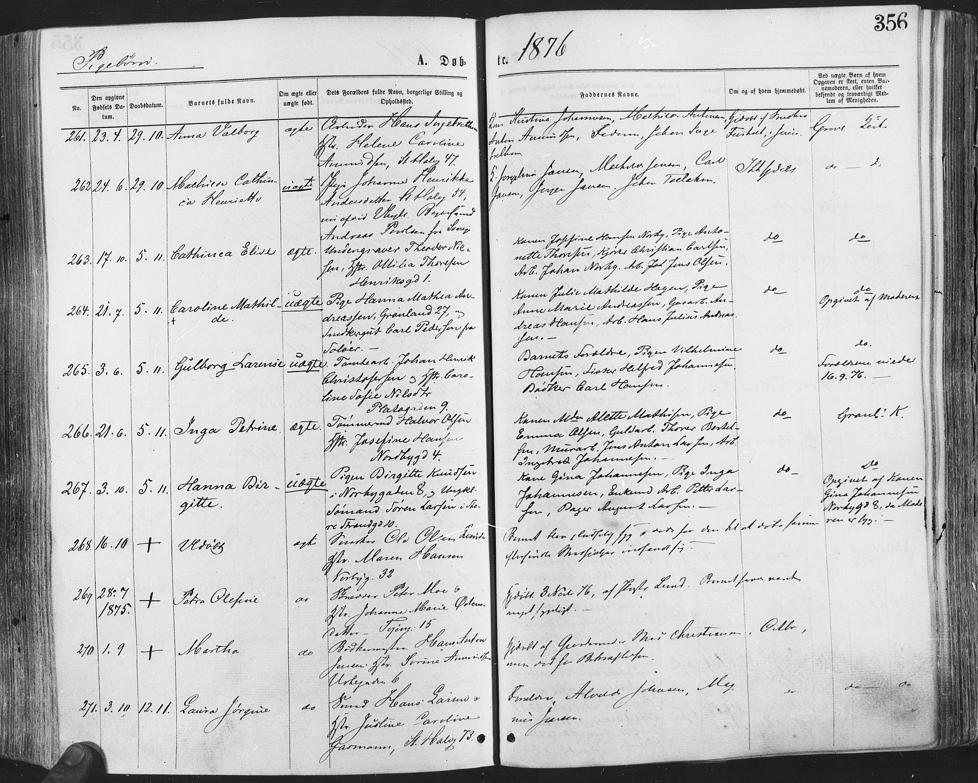 Grønland prestekontor Kirkebøker, SAO/A-10848/F/Fa/L0004: Parish register (official) no. 4, 1869-1880, p. 356