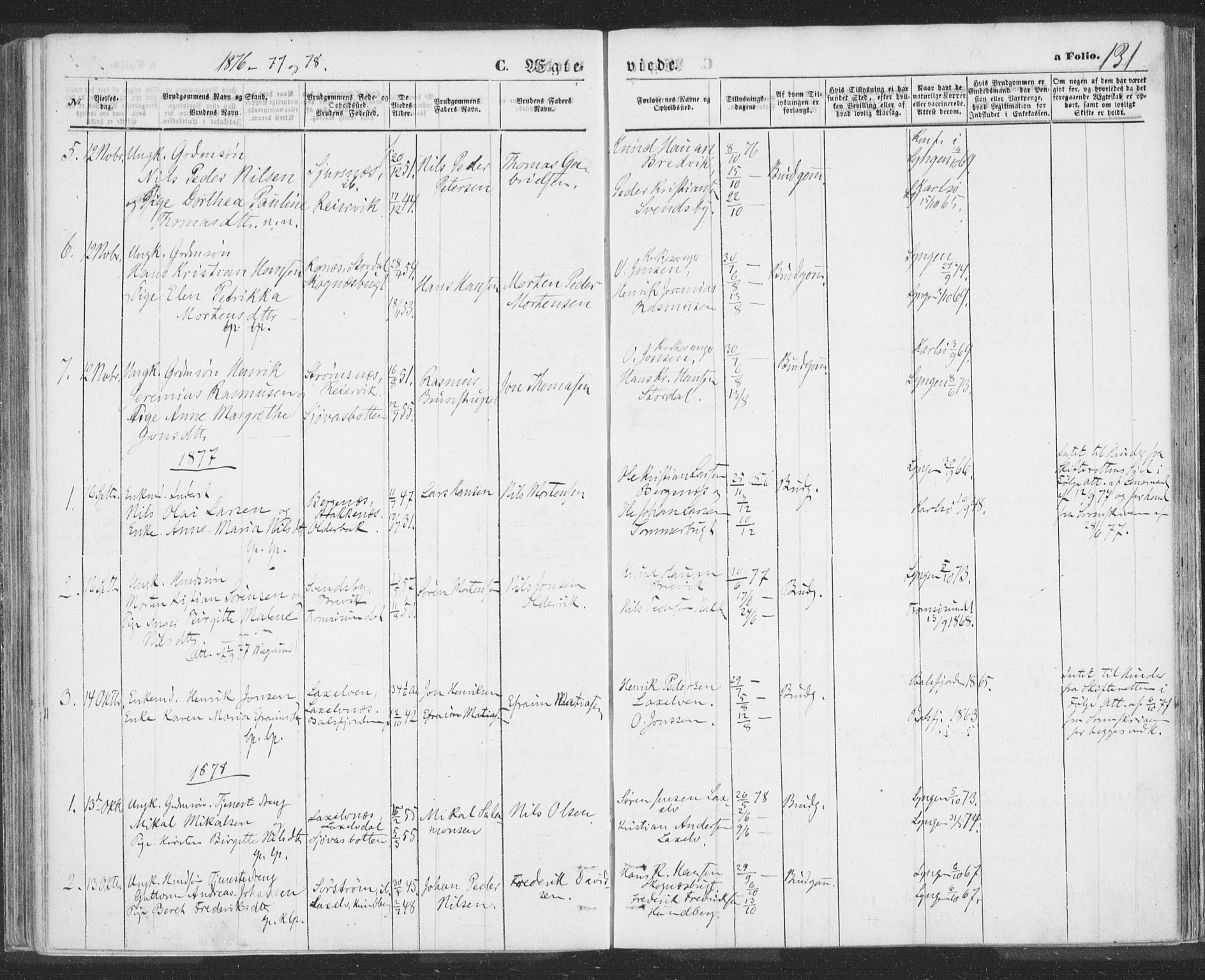 Lyngen sokneprestembete, SATØ/S-1289/H/He/Hea/L0009kirke: Parish register (official) no. 9, 1864-1882, p. 131