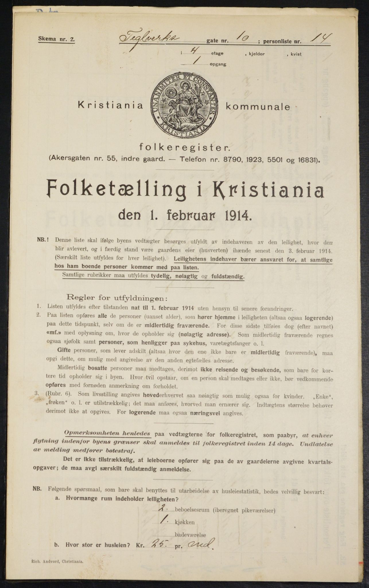 OBA, Municipal Census 1914 for Kristiania, 1914, p. 108416