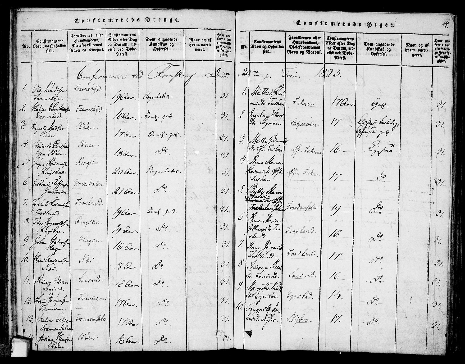 Rødenes prestekontor Kirkebøker, AV/SAO-A-2005/F/Fa/L0004: Parish register (official) no. I 4, 1814-1838, p. 14