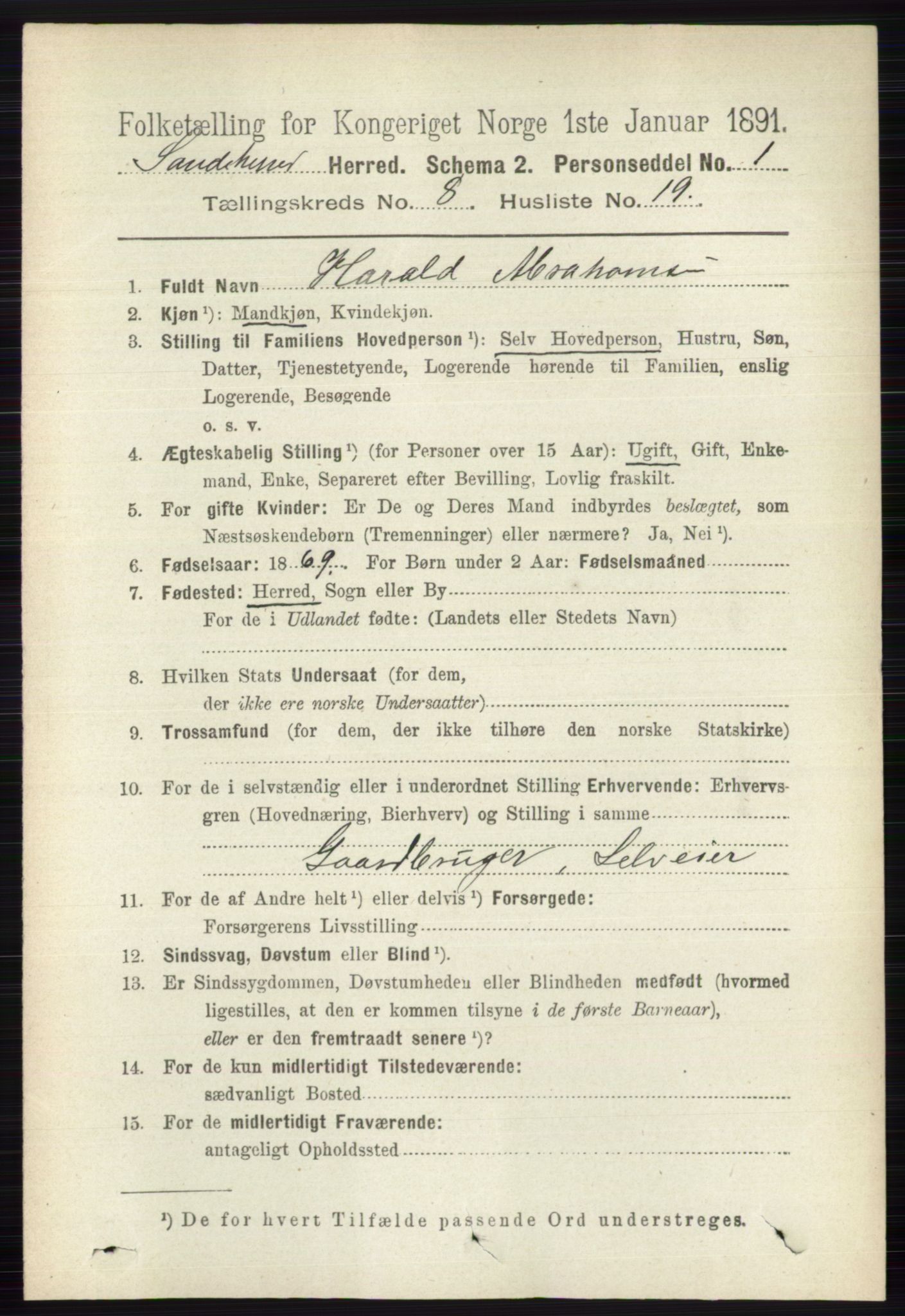 RA, 1891 census for 0724 Sandeherred, 1891, p. 4920