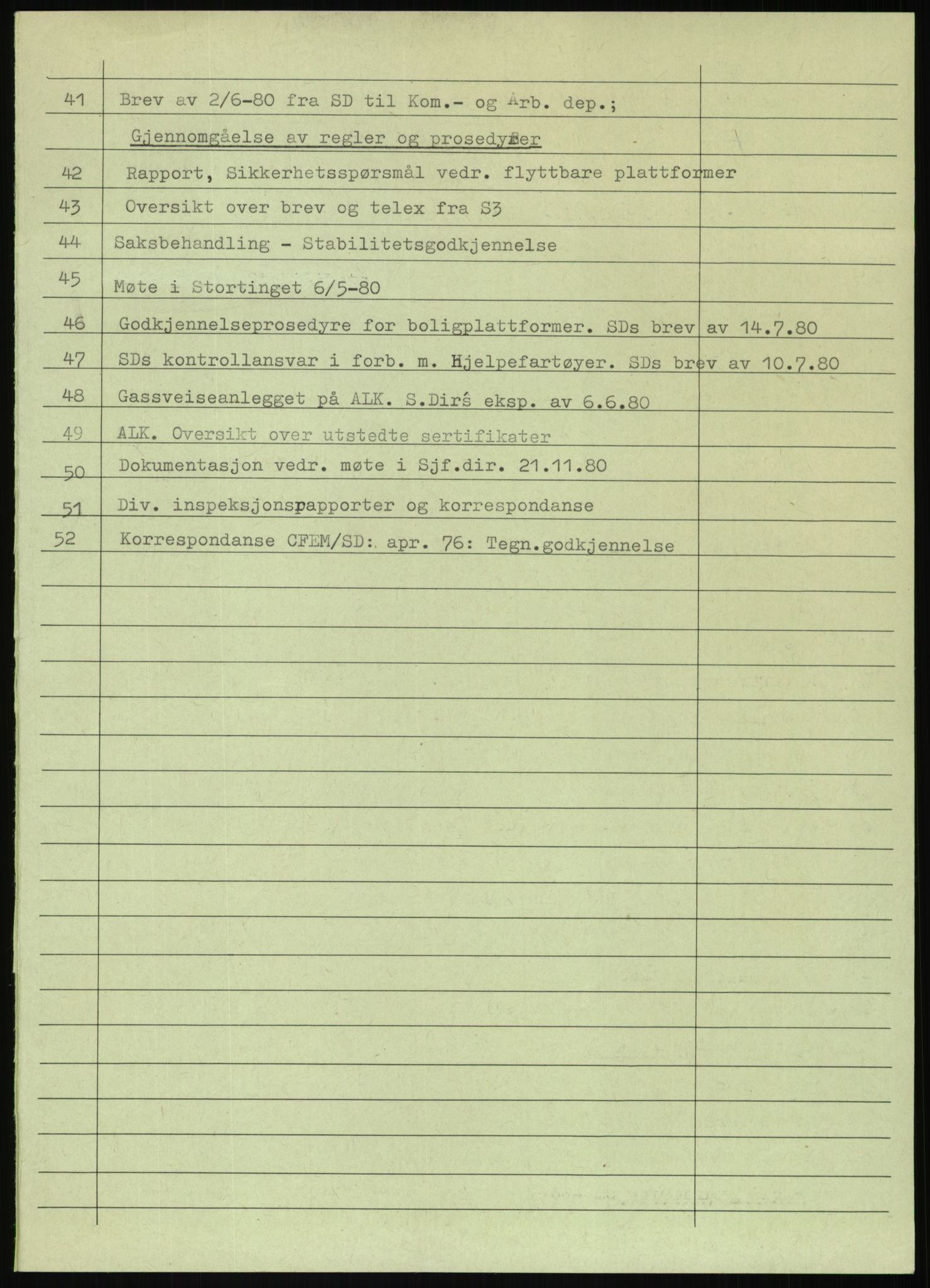 Justisdepartementet, Granskningskommisjonen ved Alexander Kielland-ulykken 27.3.1980, AV/RA-S-1165/D/L0012: H Sjøfartsdirektoratet/Skipskontrollen (Doku.liste + H1-H11, H13, H16-H22 av 52), 1980-1981, p. 8