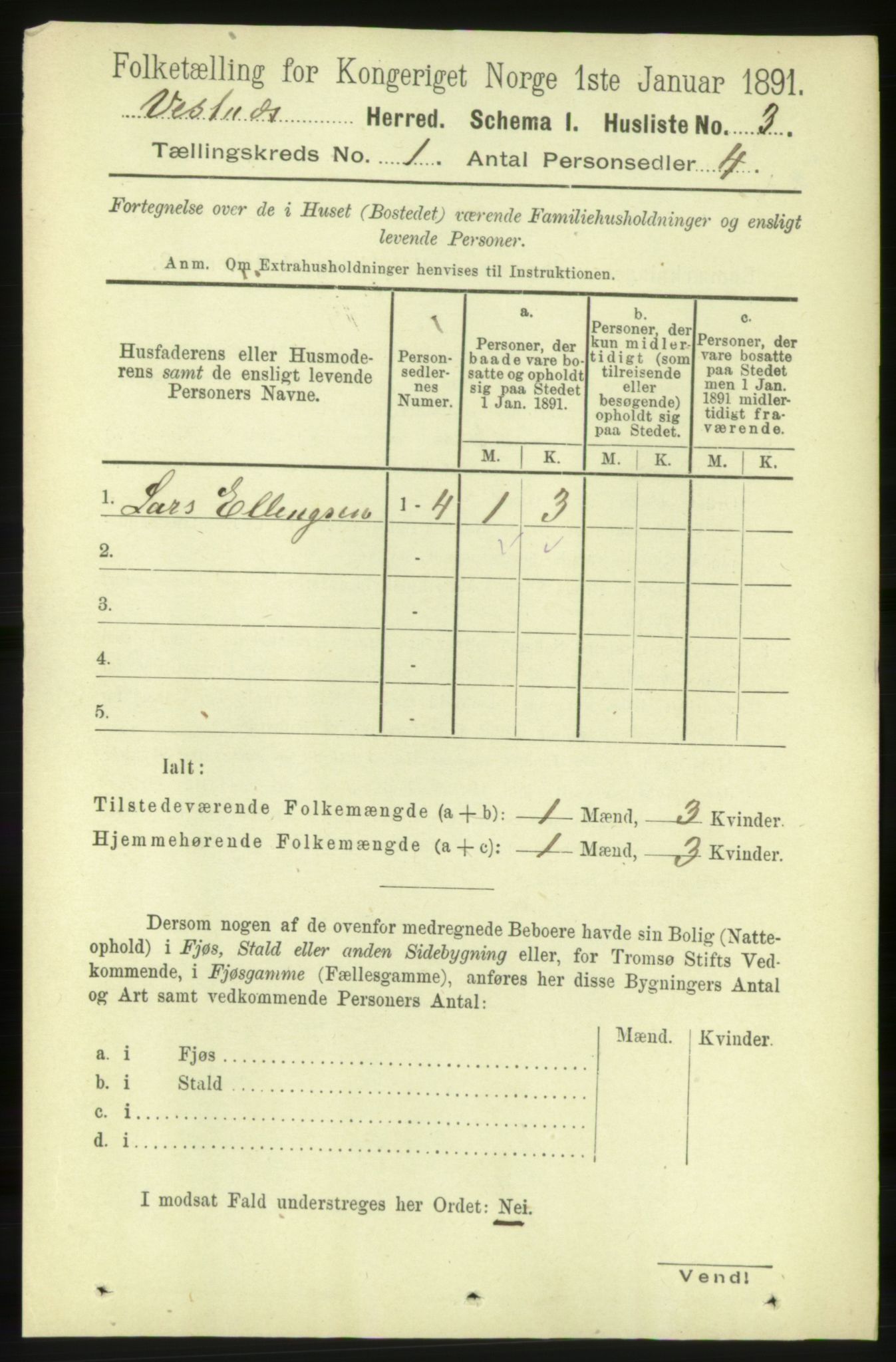 RA, 1891 census for 1535 Vestnes, 1891, p. 35