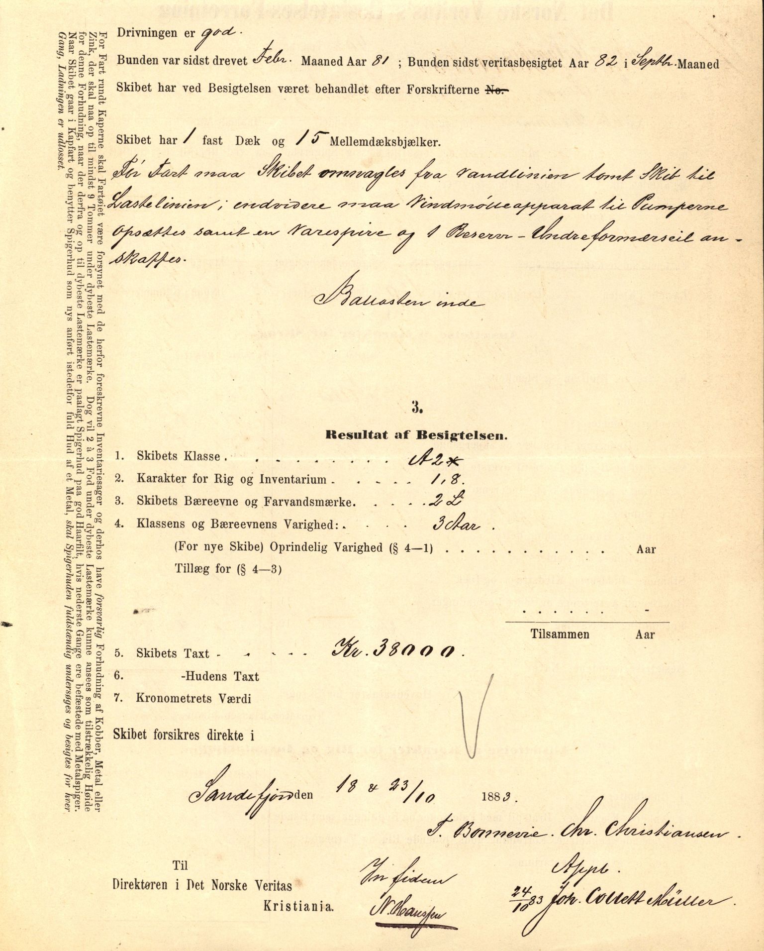 Pa 63 - Østlandske skibsassuranceforening, VEMU/A-1079/G/Ga/L0017/0002: Havaridokumenter / St. Lawrence, Frank, Souvenir, Sokrates, Augwald, 1884, p. 55