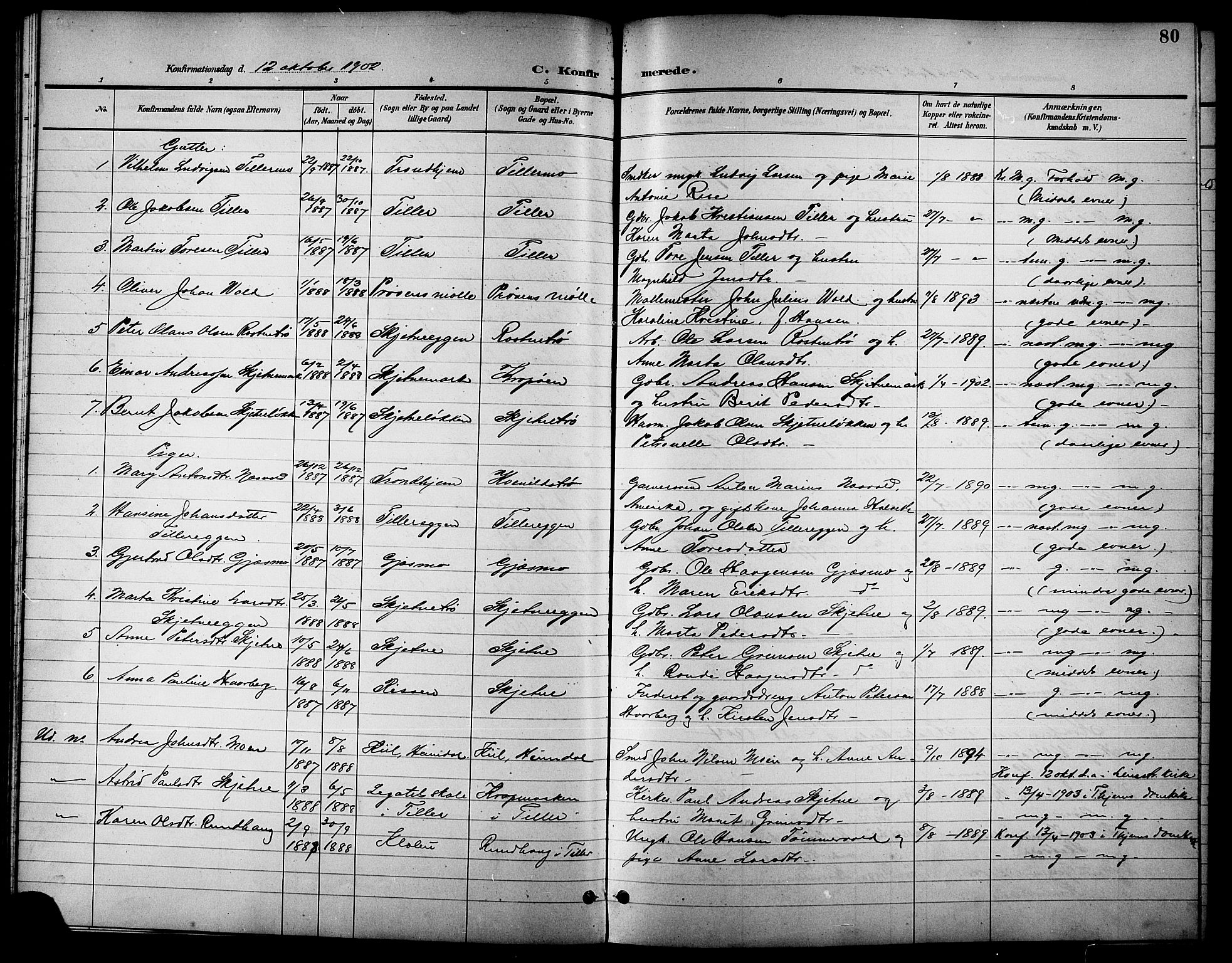 Ministerialprotokoller, klokkerbøker og fødselsregistre - Sør-Trøndelag, SAT/A-1456/621/L0460: Parish register (copy) no. 621C03, 1896-1914, p. 80
