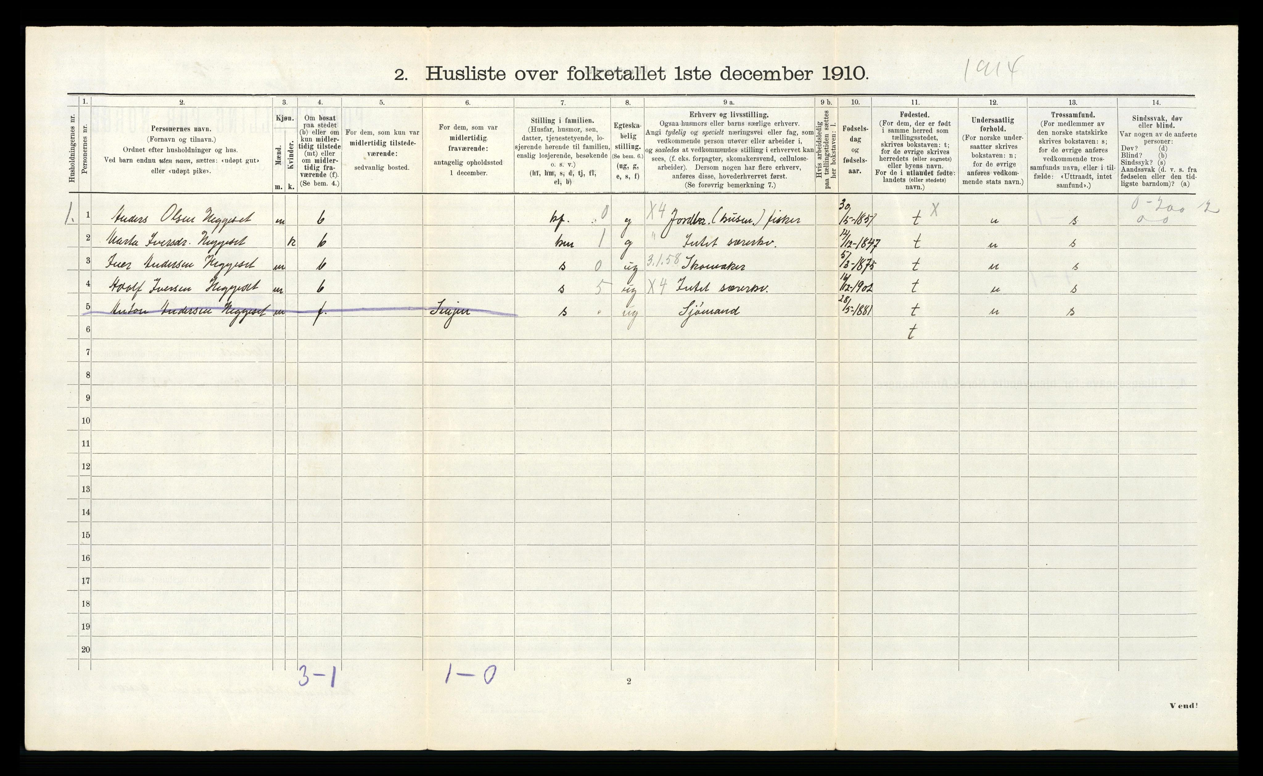 RA, 1910 census for Kvernes, 1910, p. 115