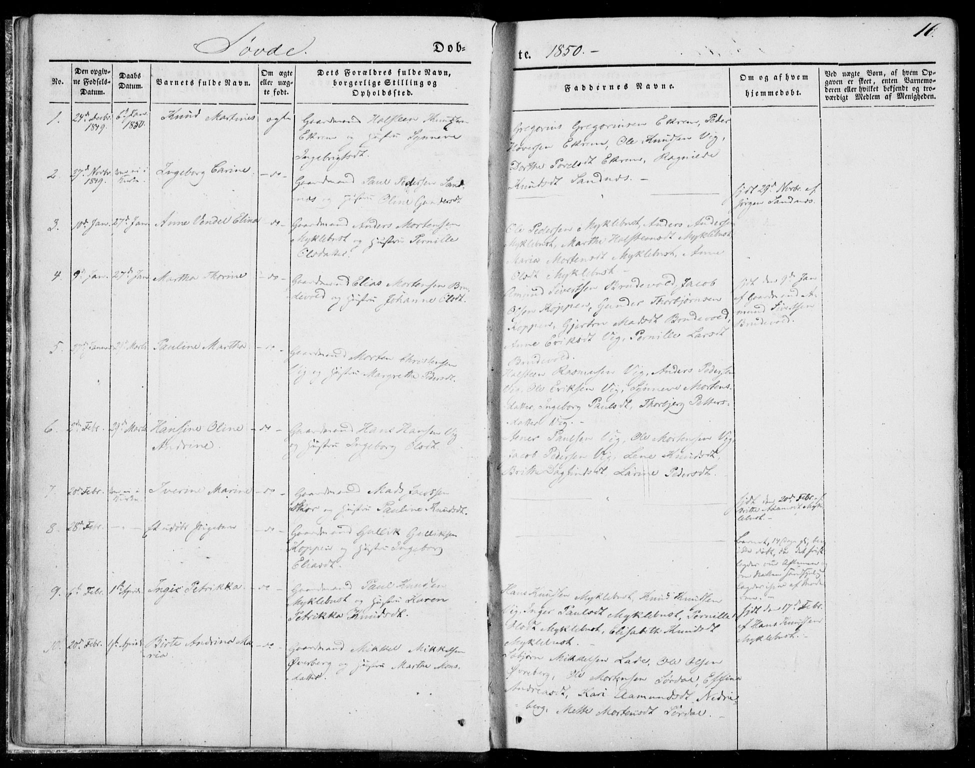Ministerialprotokoller, klokkerbøker og fødselsregistre - Møre og Romsdal, SAT/A-1454/502/L0023: Parish register (official) no. 502A01, 1844-1873, p. 16