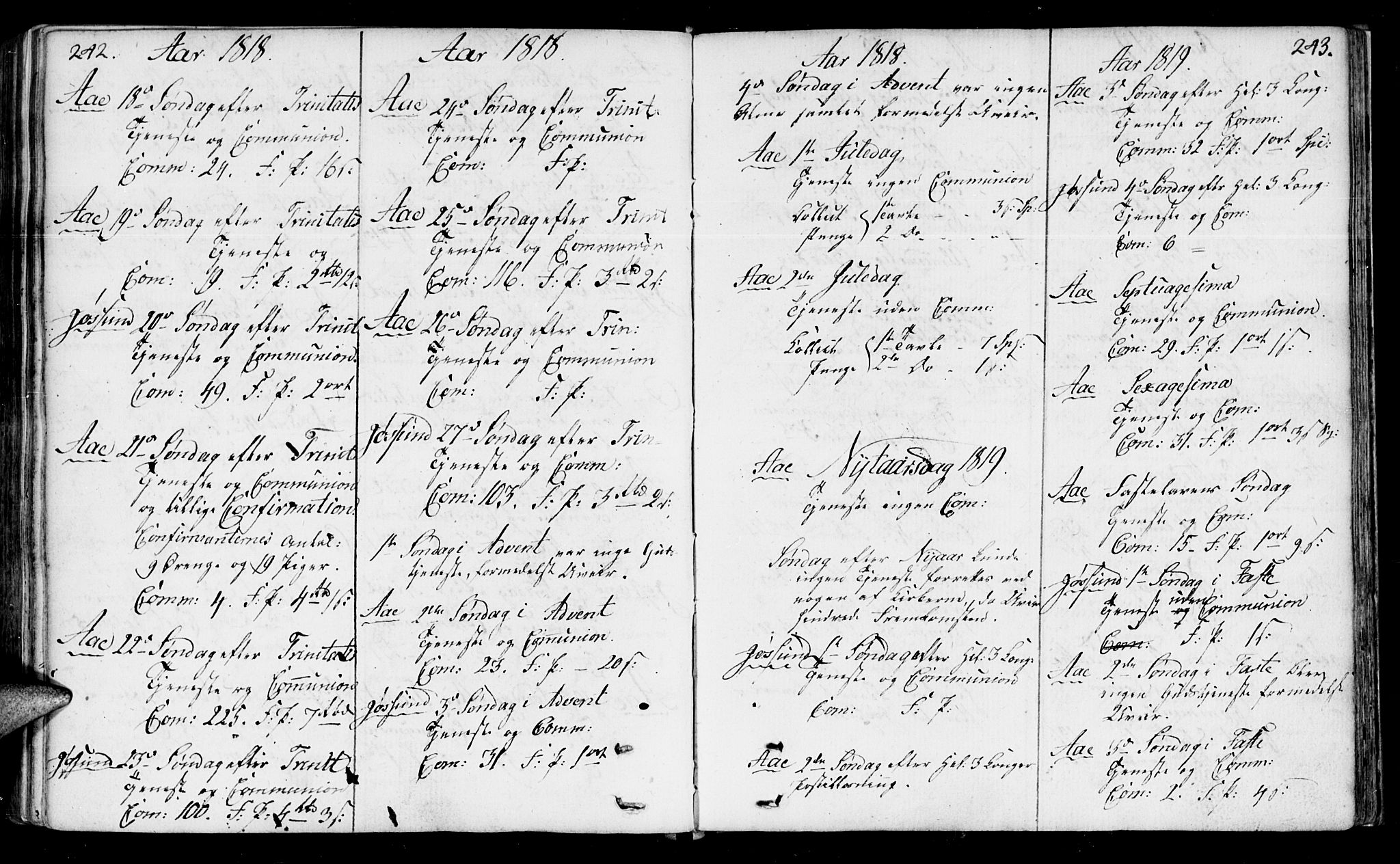 Ministerialprotokoller, klokkerbøker og fødselsregistre - Sør-Trøndelag, SAT/A-1456/655/L0674: Parish register (official) no. 655A03, 1802-1826, p. 242-243