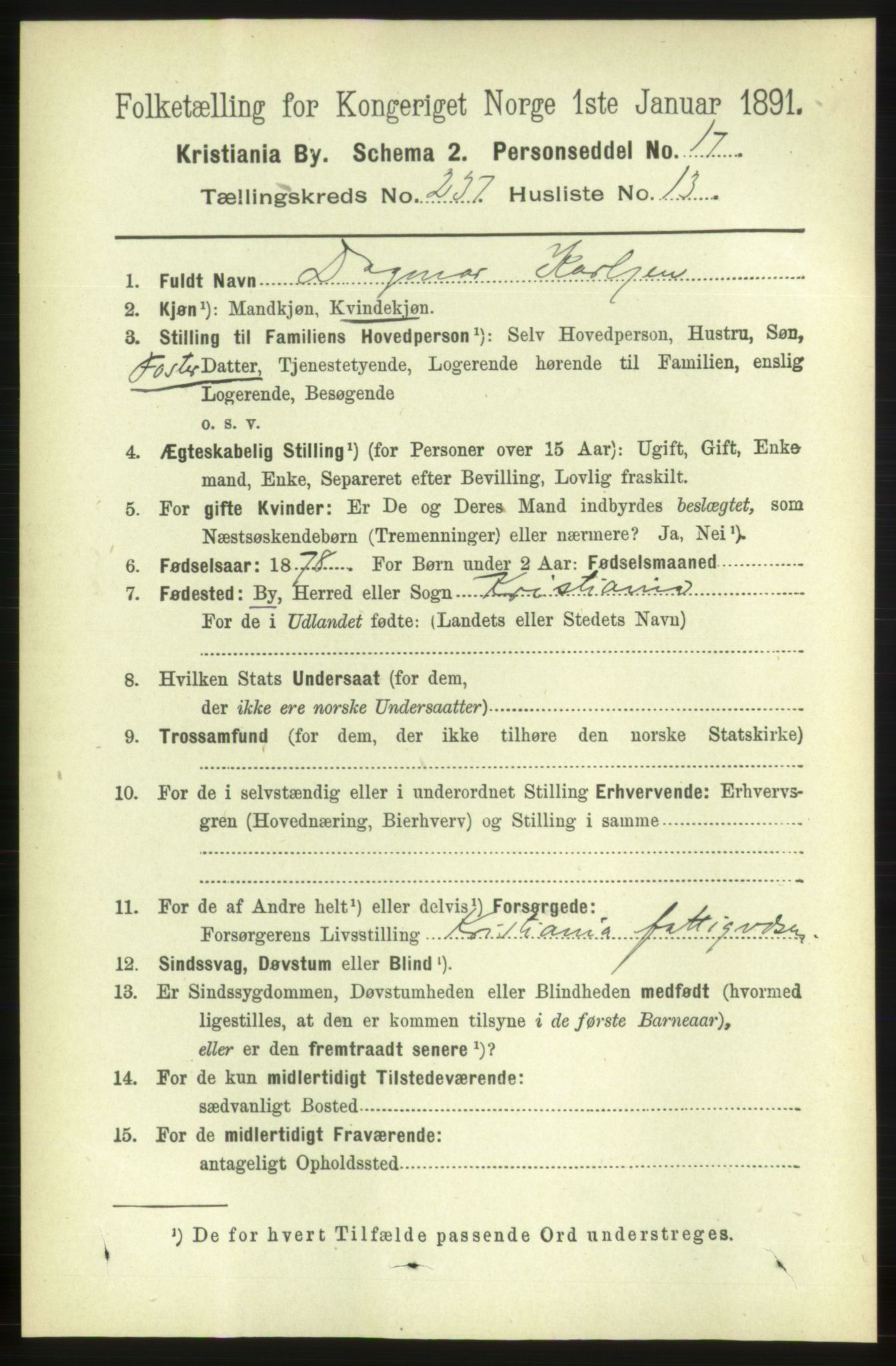 RA, 1891 census for 0301 Kristiania, 1891, p. 144441