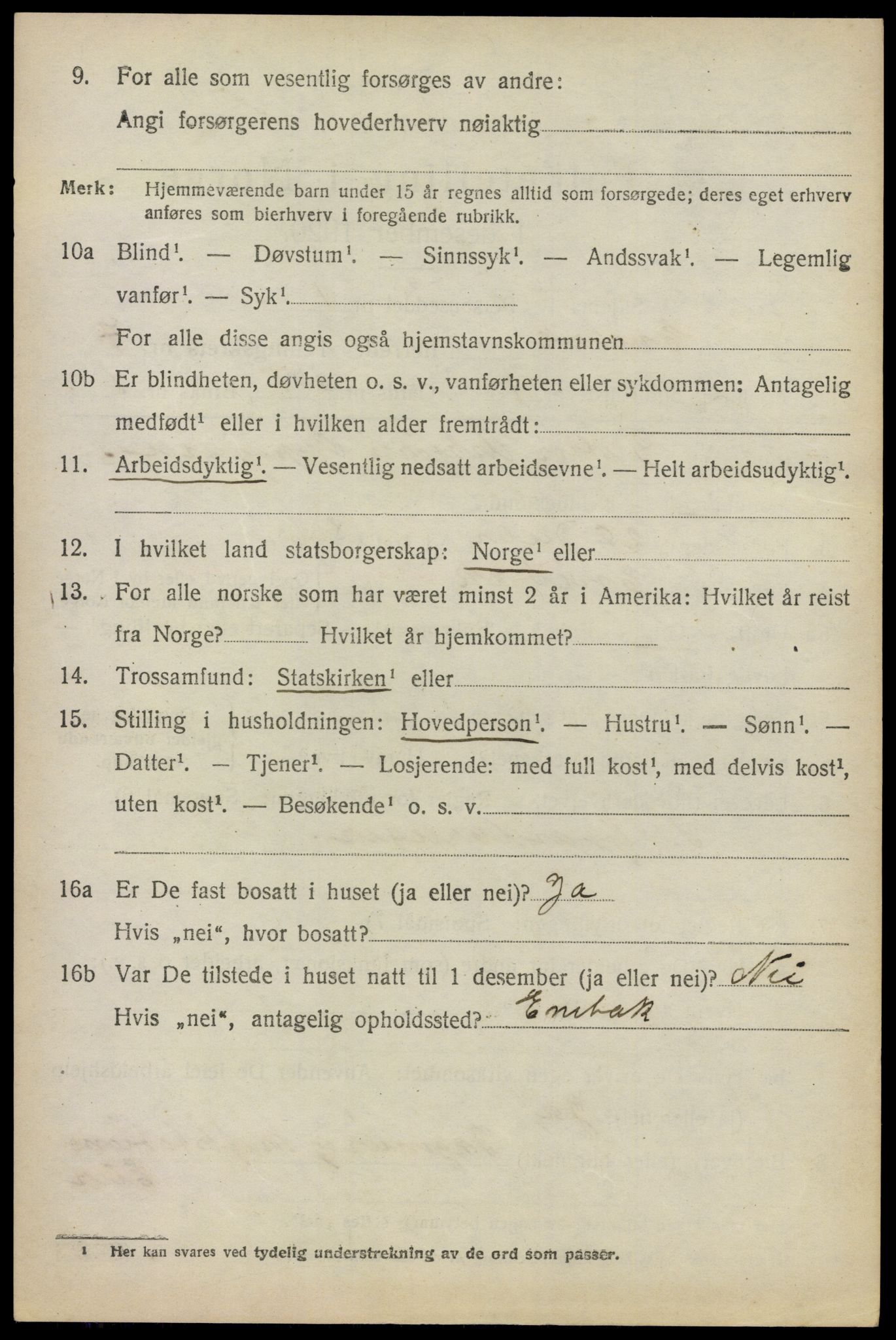 SAO, 1920 census for Enebakk, 1920, p. 6088