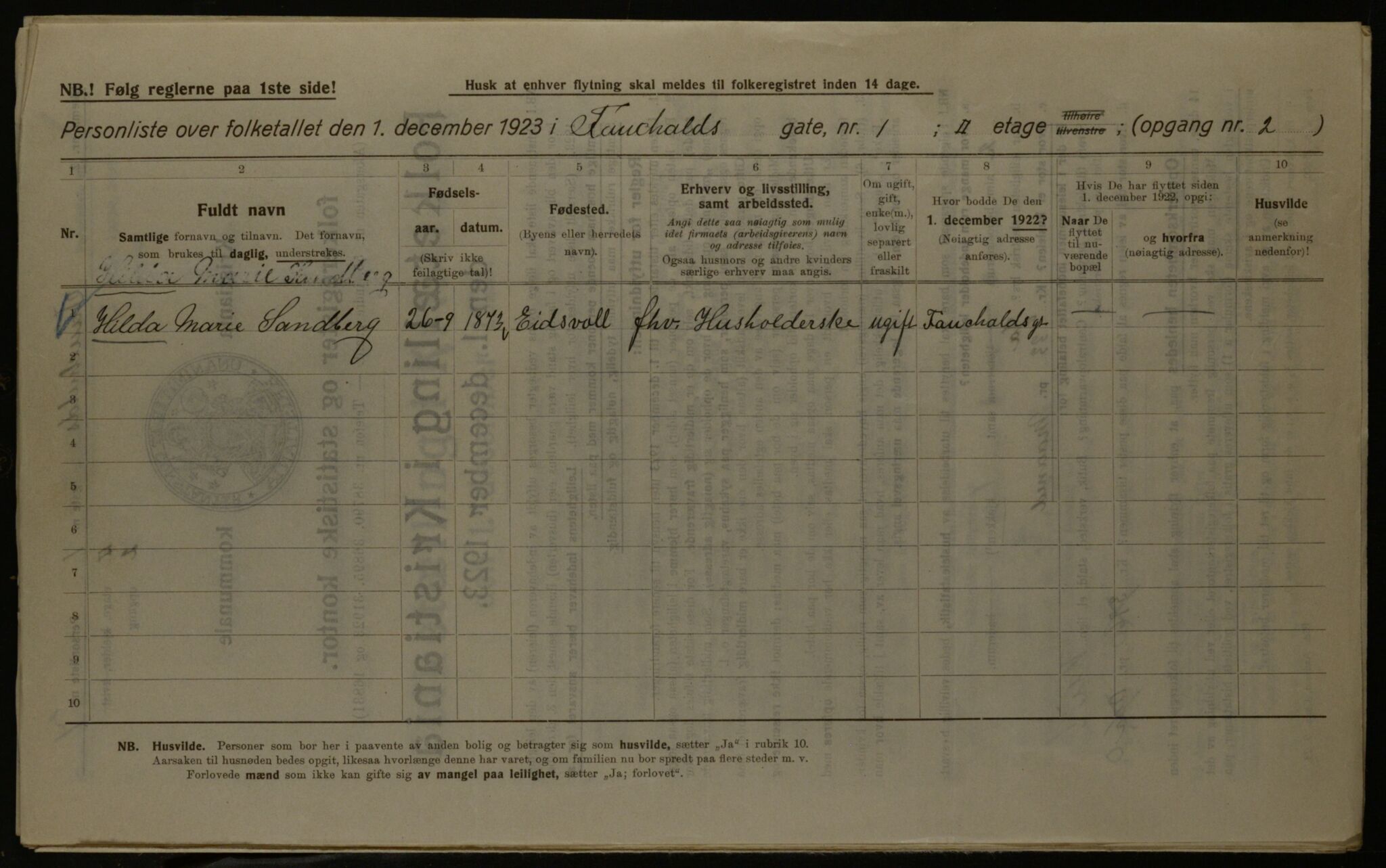 OBA, Municipal Census 1923 for Kristiania, 1923, p. 26571