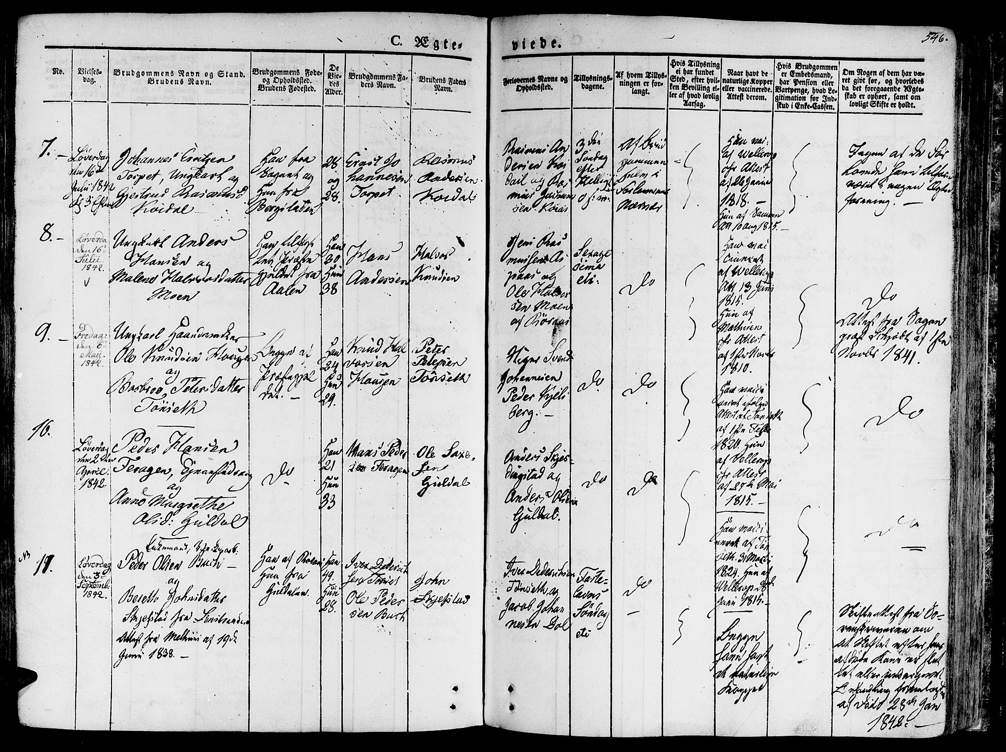 Ministerialprotokoller, klokkerbøker og fødselsregistre - Sør-Trøndelag, SAT/A-1456/681/L0930: Parish register (official) no. 681A08, 1829-1844, p. 546