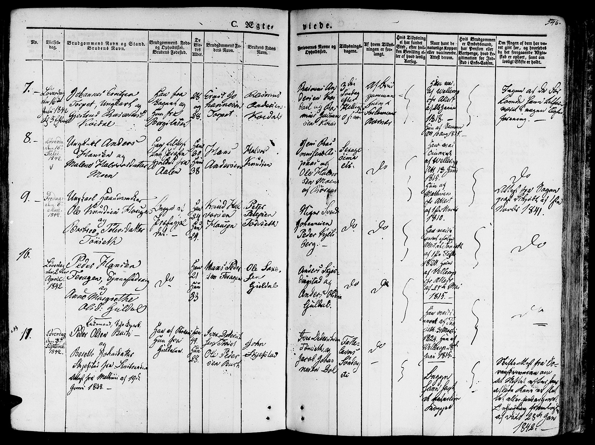 Ministerialprotokoller, klokkerbøker og fødselsregistre - Sør-Trøndelag, AV/SAT-A-1456/681/L0930: Parish register (official) no. 681A08, 1829-1844, p. 546