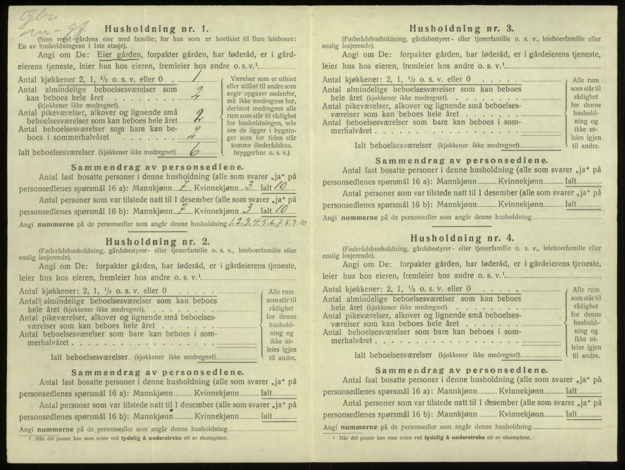 SAB, 1920 census for Gloppen, 1920, p. 451