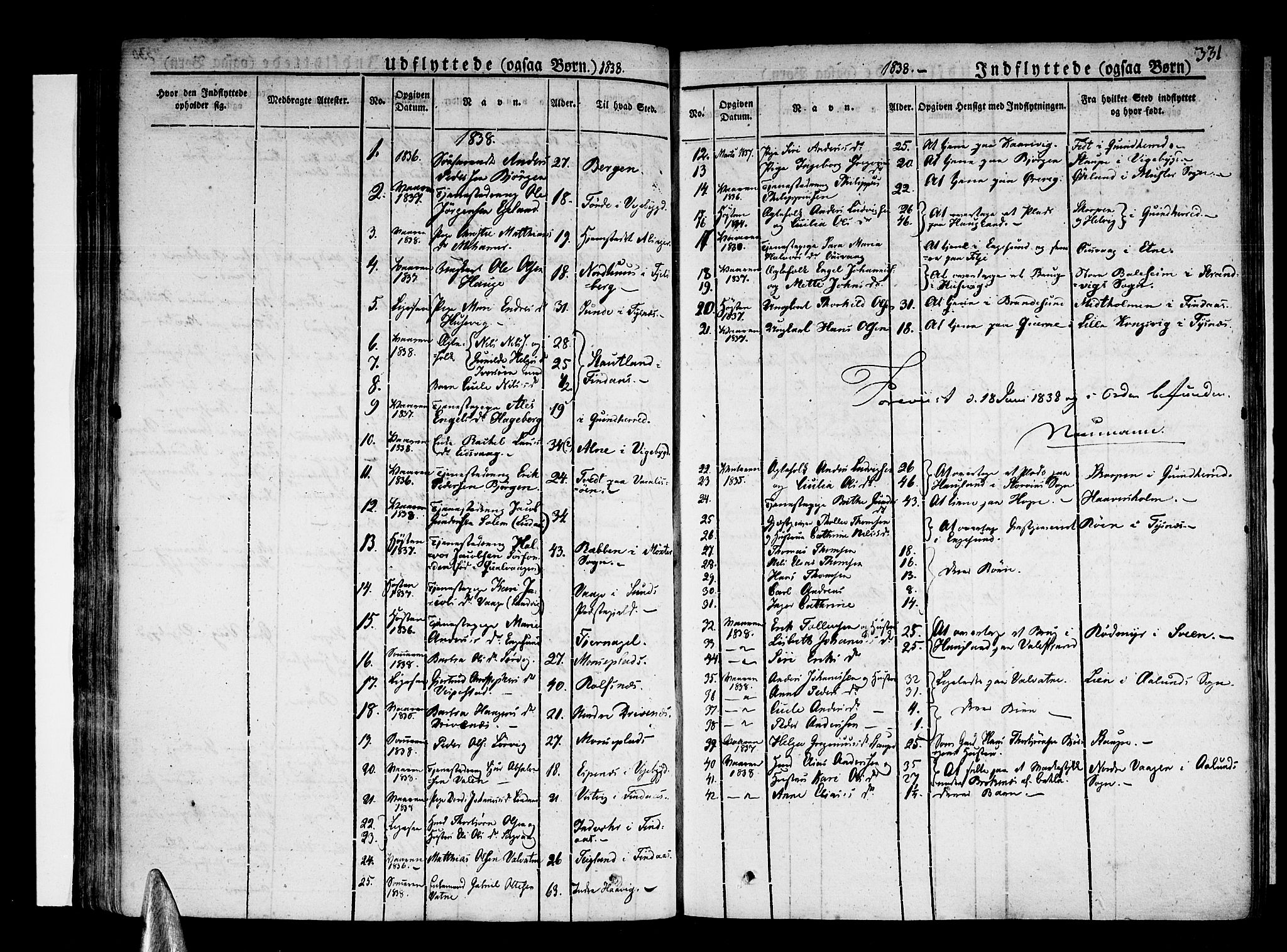 Stord sokneprestembete, SAB/A-78201/H/Haa: Parish register (official) no. A 6, 1826-1840, p. 331