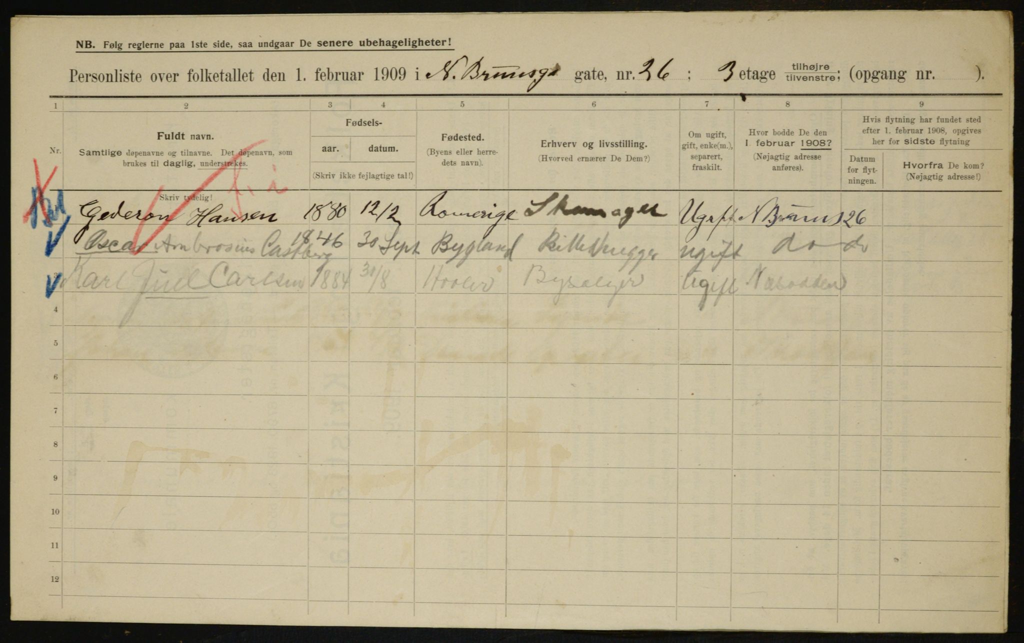 OBA, Municipal Census 1909 for Kristiania, 1909, p. 65602