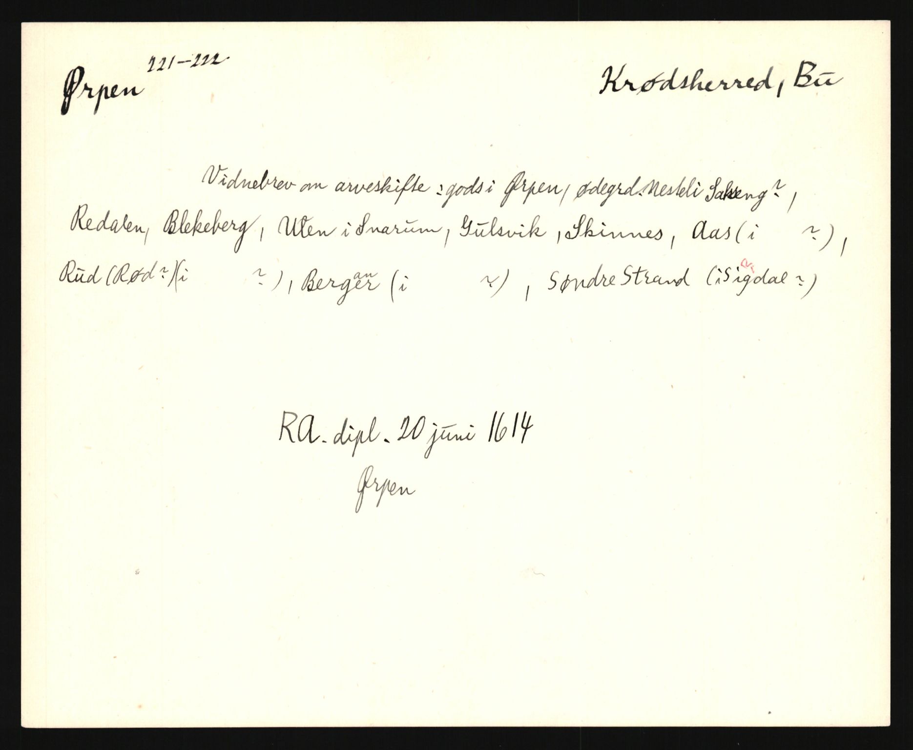 Riksarkivets diplomsamling, AV/RA-EA-5965/F35/F35e/L0014: Registreringssedler Buskerud 3, 1400-1700, p. 563