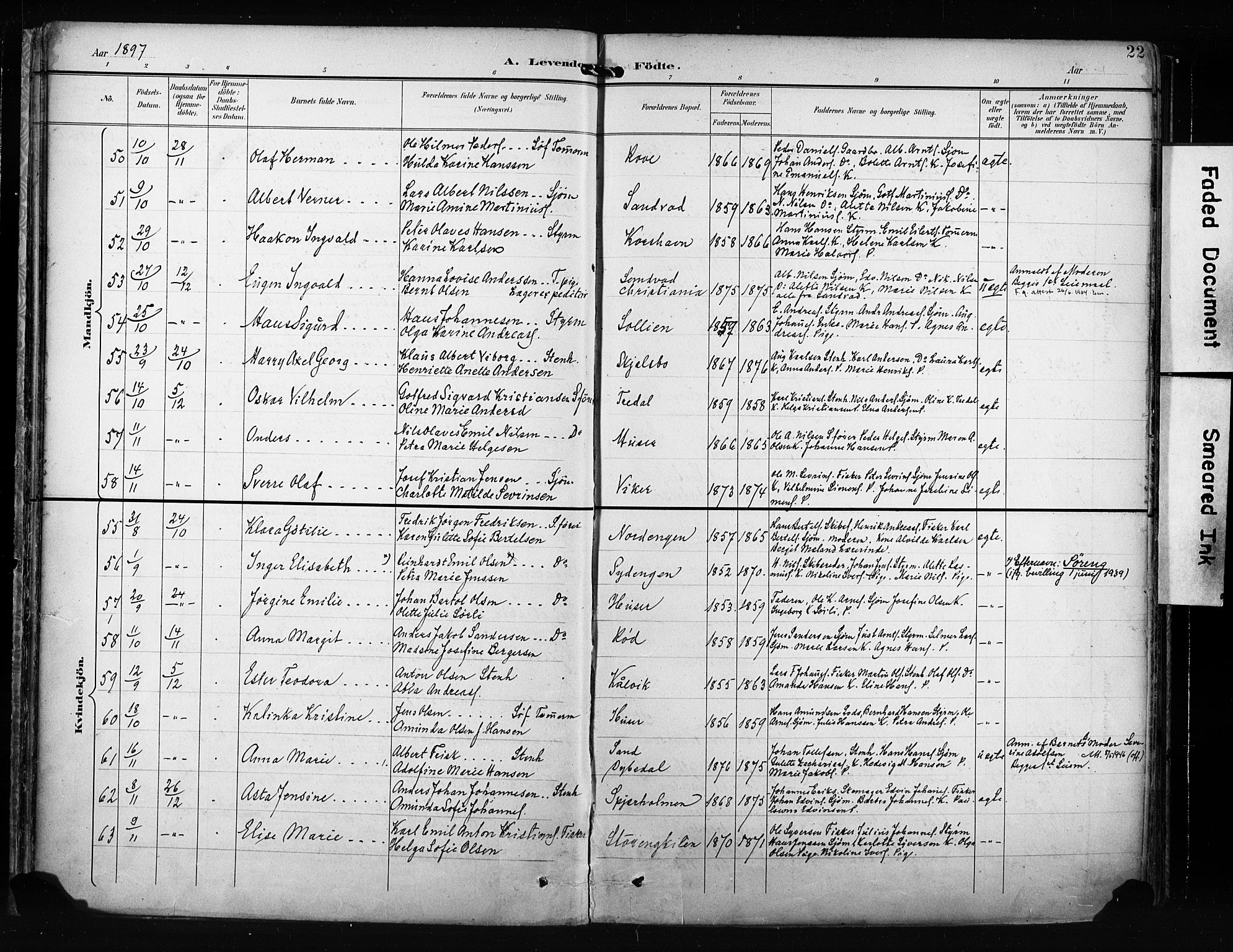 Hvaler prestekontor Kirkebøker, SAO/A-2001/F/Fa/L0009: Parish register (official) no. I 9, 1895-1906, p. 22