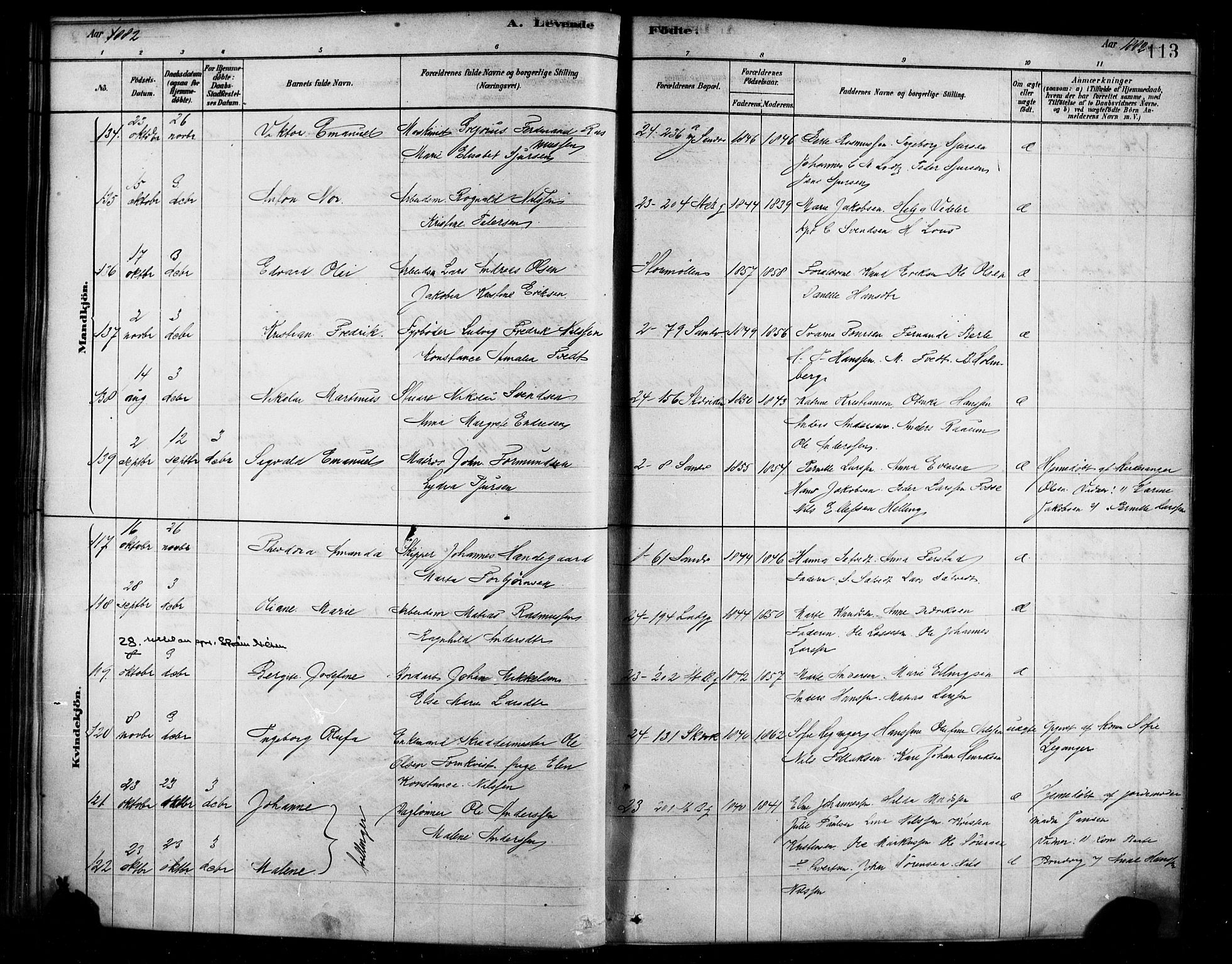 Sandviken Sokneprestembete, AV/SAB-A-77601/H/Ha/L0004: Parish register (official) no. B 1, 1878-1891, p. 113