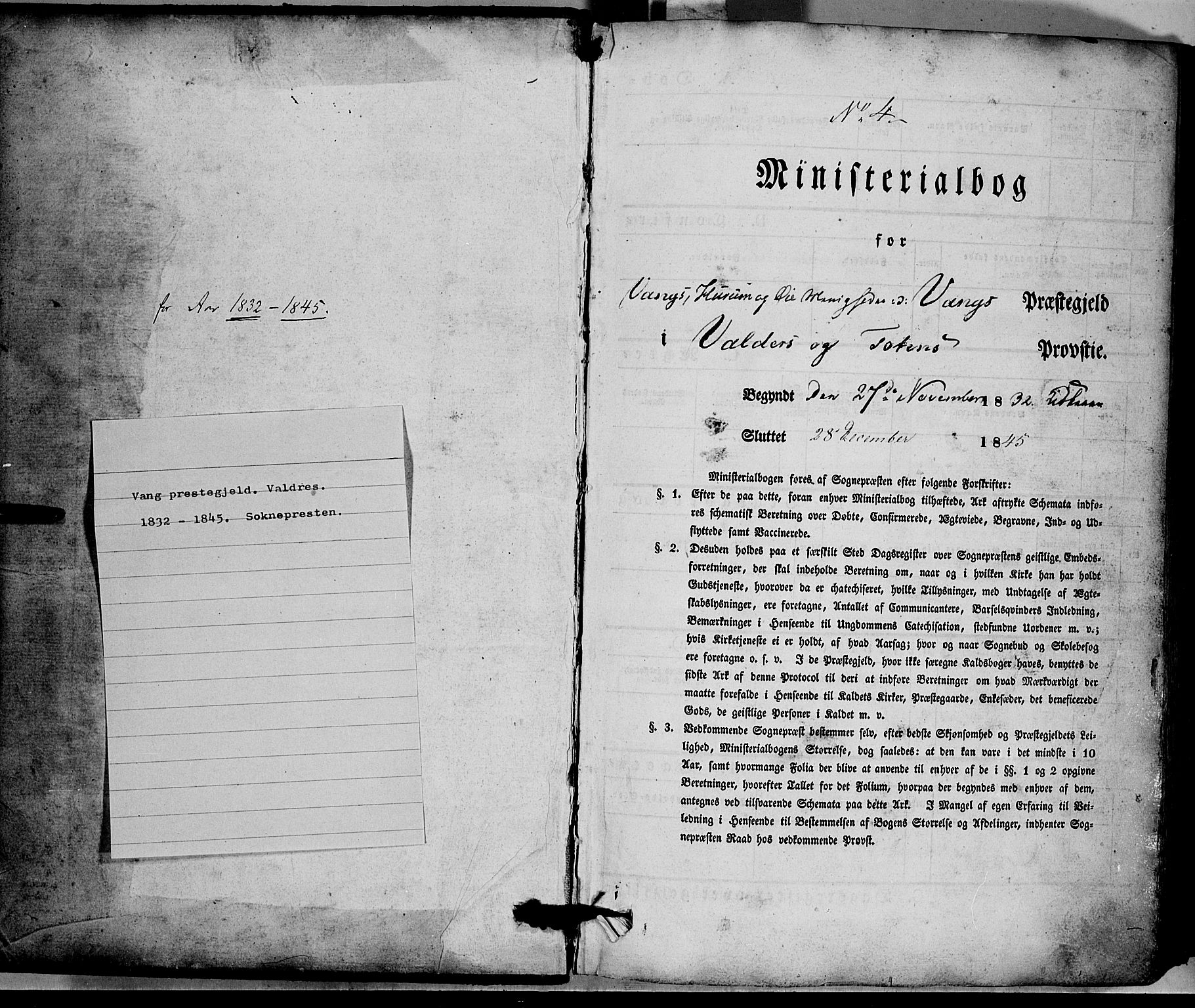 Vang prestekontor, Valdres, SAH/PREST-140/H/Ha/L0005: Parish register (official) no. 5, 1831-1845