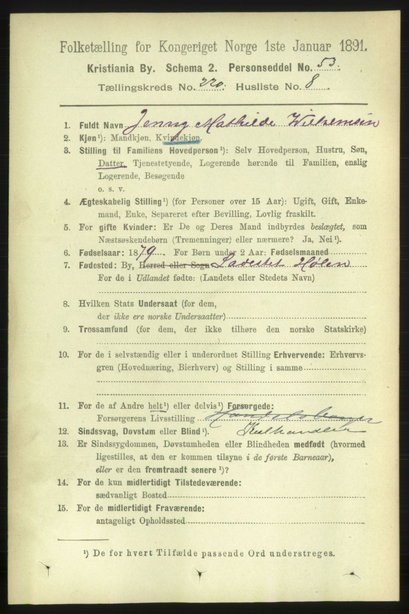 RA, 1891 census for 0301 Kristiania, 1891, p. 130962