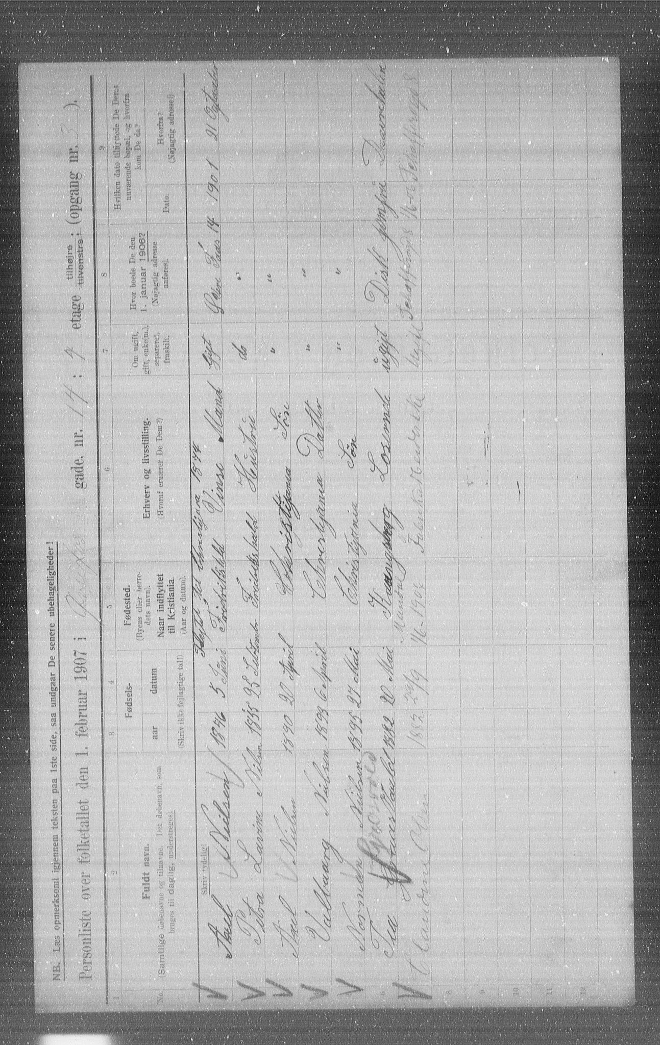 OBA, Municipal Census 1907 for Kristiania, 1907, p. 66239