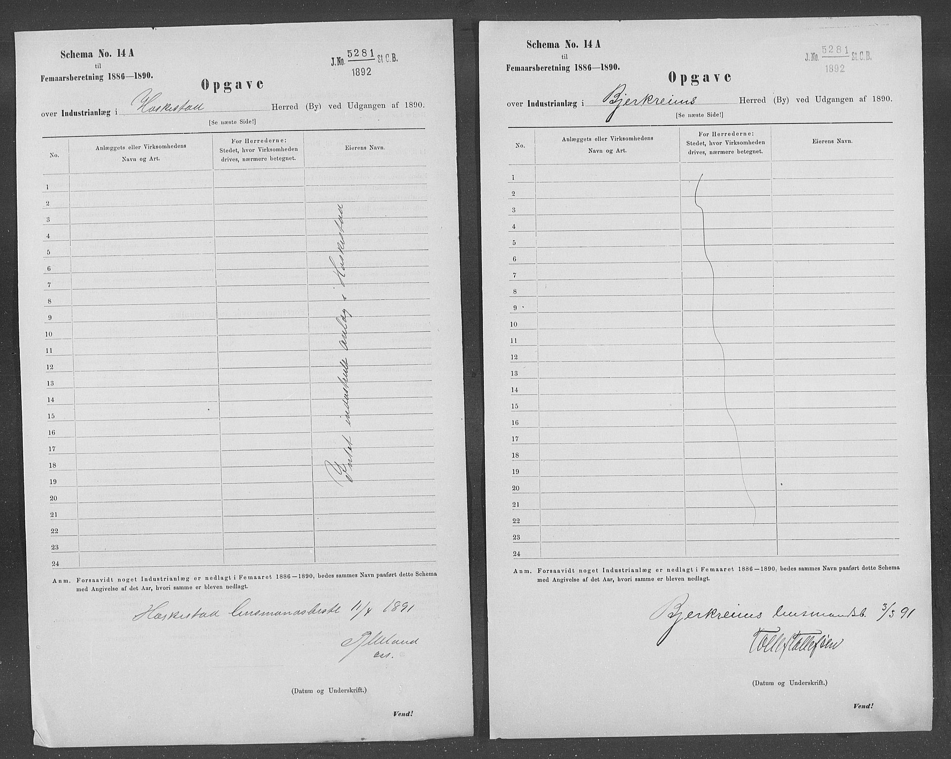 Statistisk sentralbyrå, Næringsøkonomiske emner, Generelt - Amtmennenes femårsberetninger, AV/RA-S-2233/F/Fa/L0074: --, 1890, p. 3