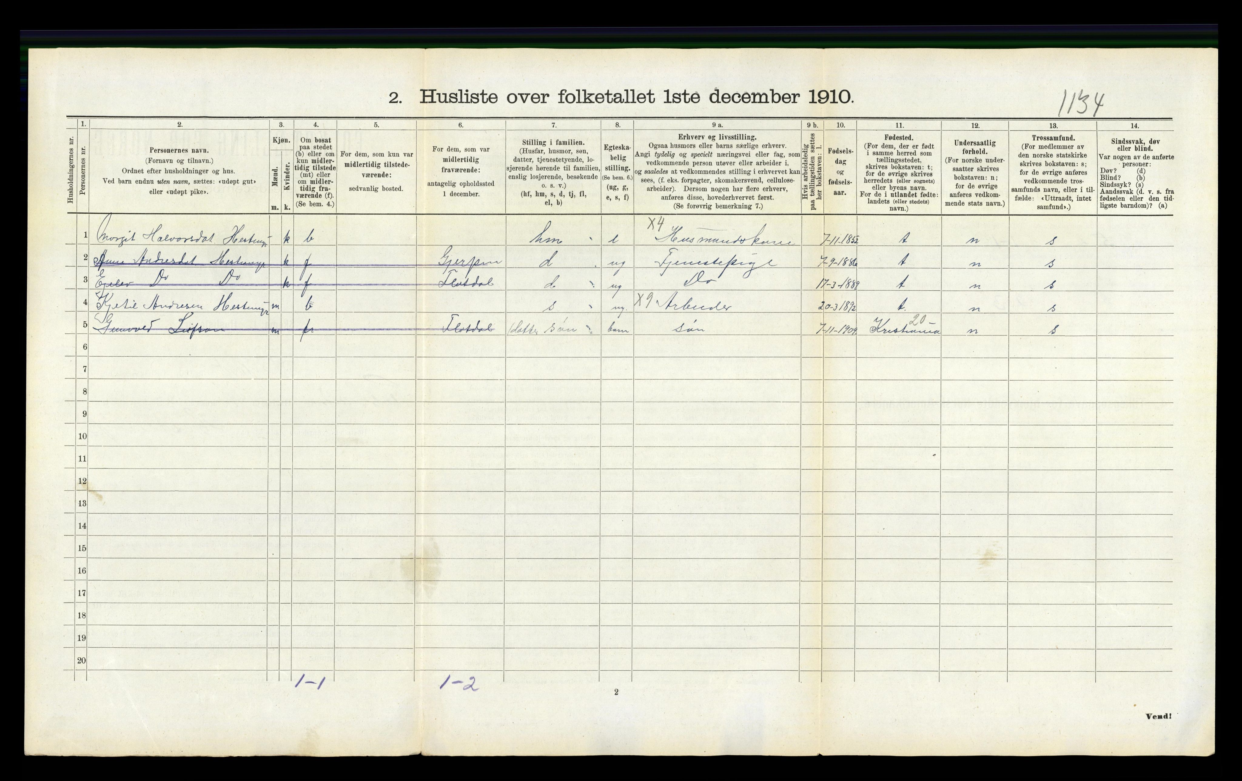 RA, 1910 census for Seljord, 1910, p. 556