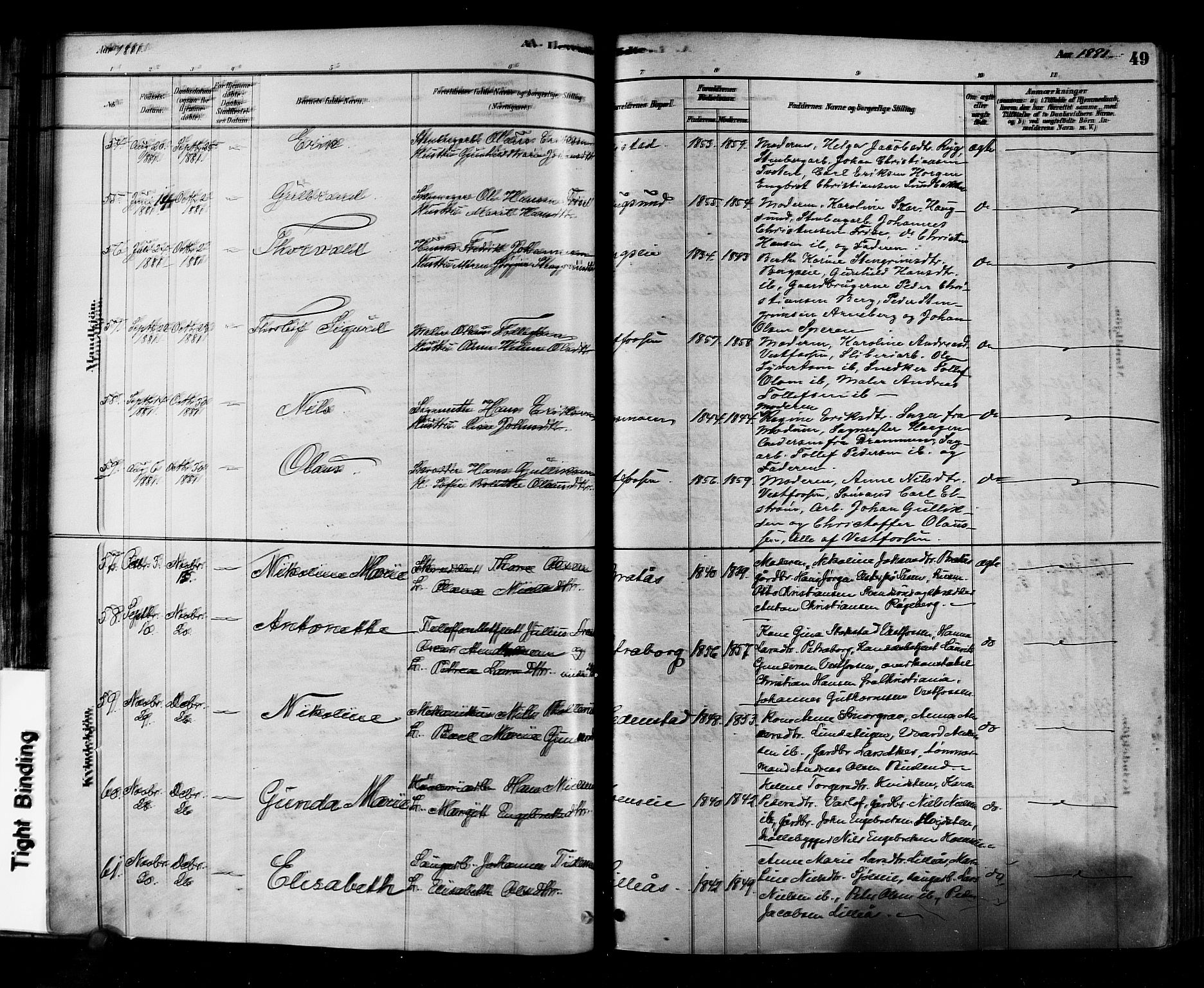 Eiker kirkebøker, AV/SAKO-A-4/F/Fb/L0001: Parish register (official) no. II 1, 1878-1888, p. 49