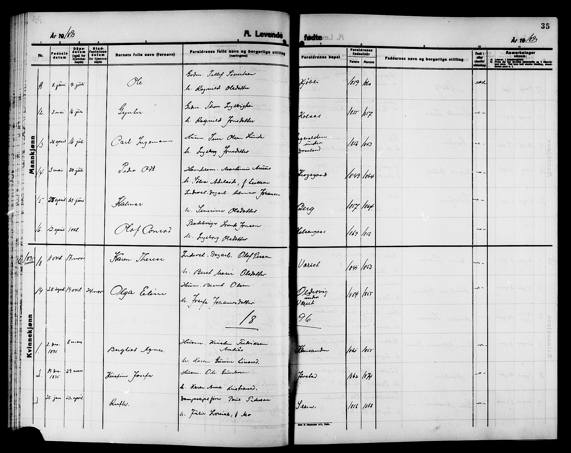 Ministerialprotokoller, klokkerbøker og fødselsregistre - Nord-Trøndelag, SAT/A-1458/749/L0487: Parish register (official) no. 749D03, 1887-1902, p. 35