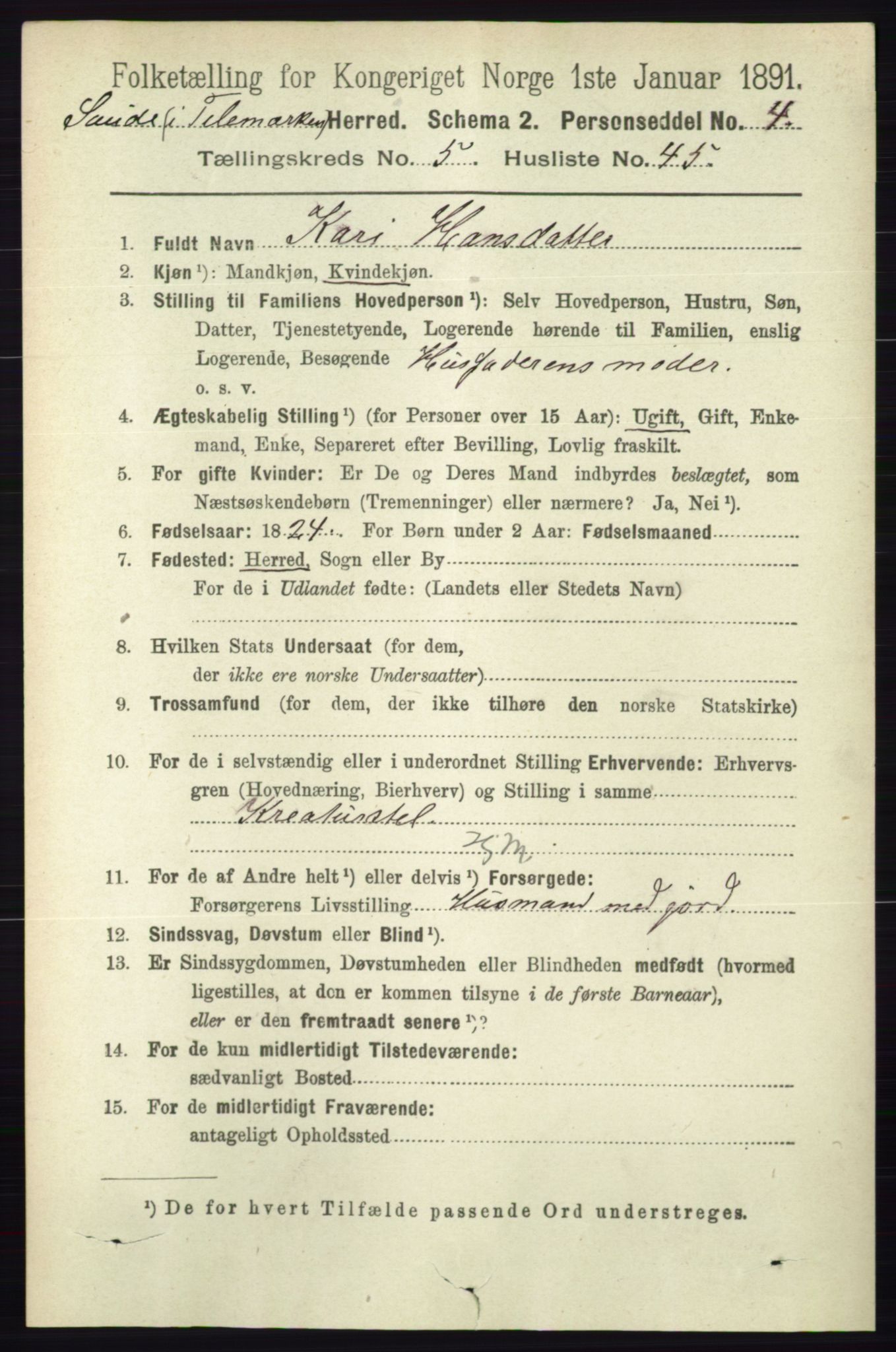 RA, 1891 census for 0822 Sauherad, 1891, p. 1662