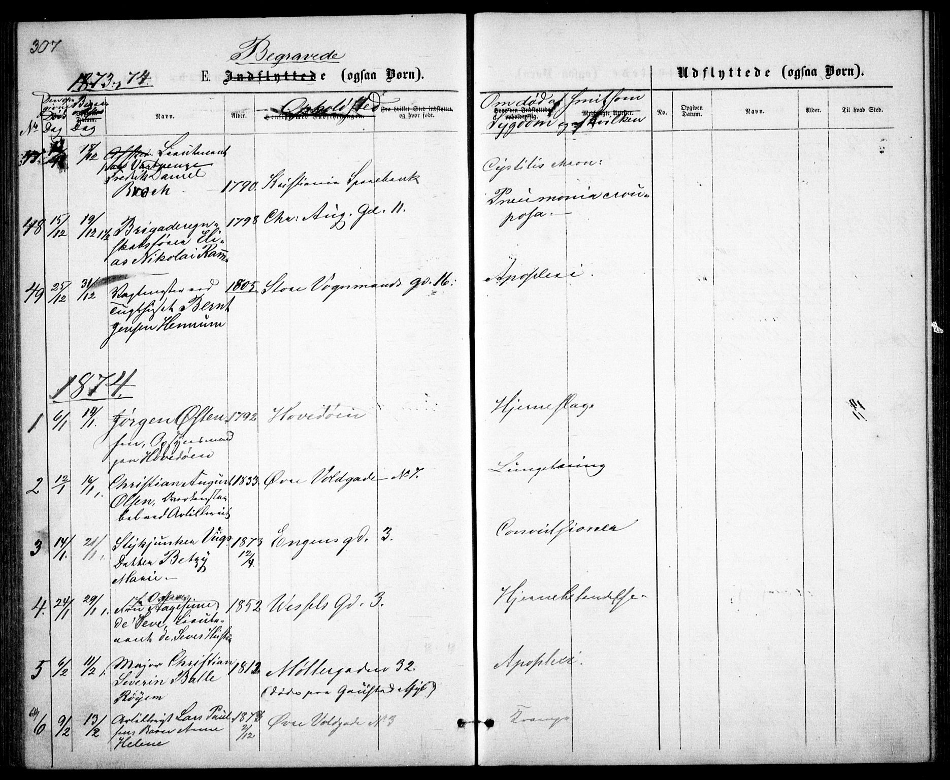 Garnisonsmenigheten Kirkebøker, SAO/A-10846/G/Ga/L0006: Parish register (copy) no. 6, 1860-1880, p. 307