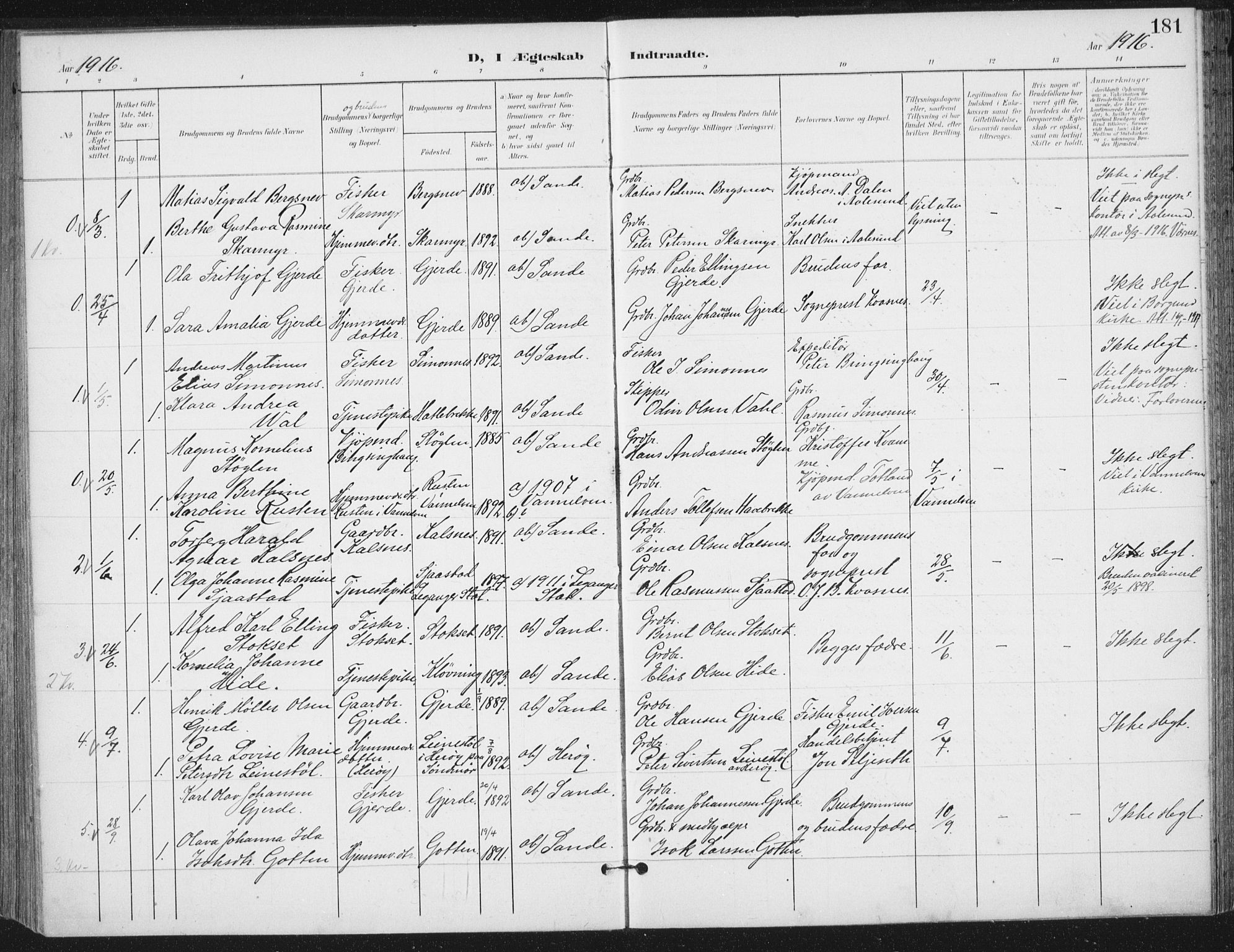 Ministerialprotokoller, klokkerbøker og fødselsregistre - Møre og Romsdal, AV/SAT-A-1454/503/L0038: Parish register (official) no. 503A06, 1901-1917, p. 181