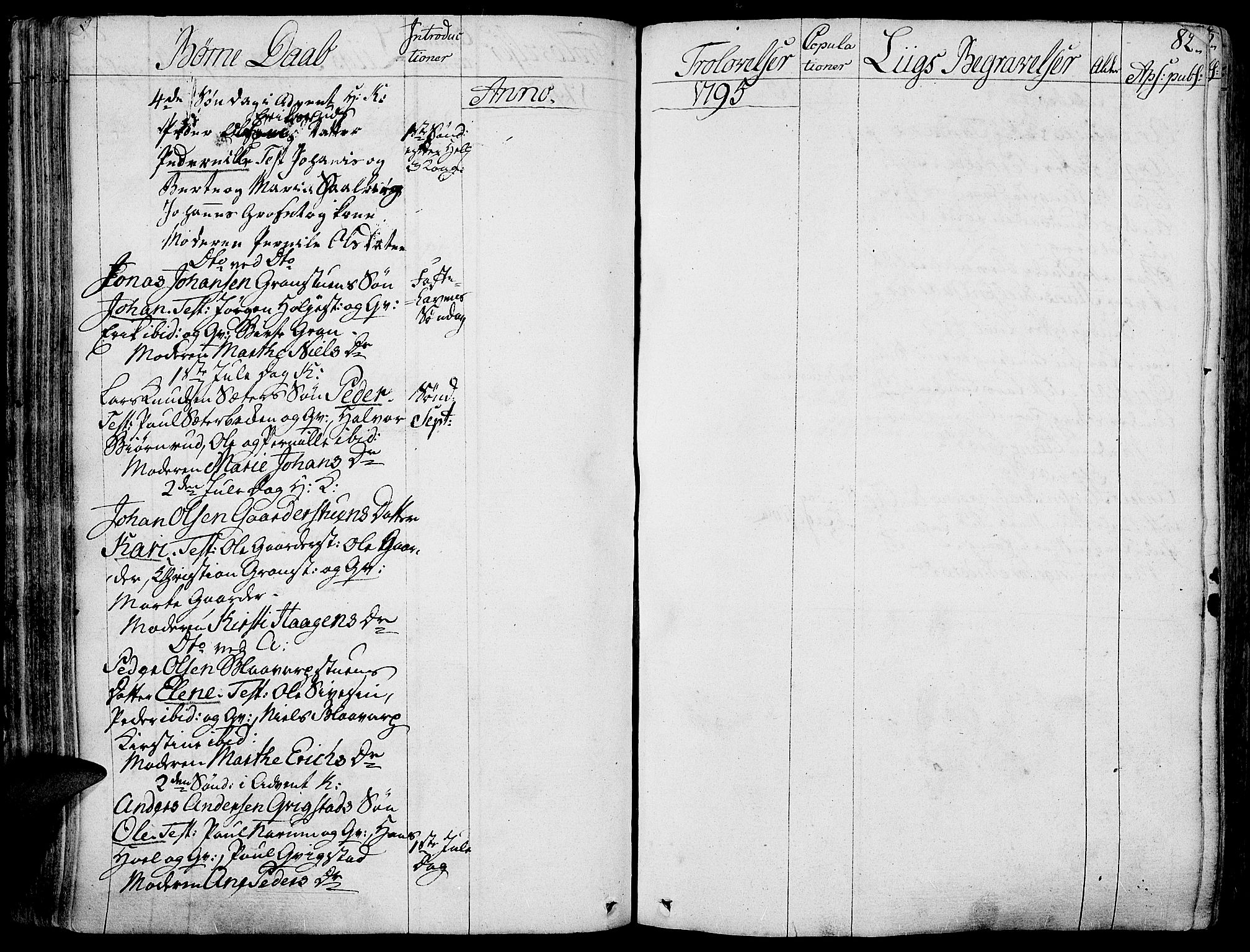 Toten prestekontor, SAH/PREST-102/H/Ha/Haa/L0007: Parish register (official) no. 7, 1794-1809, p. 82